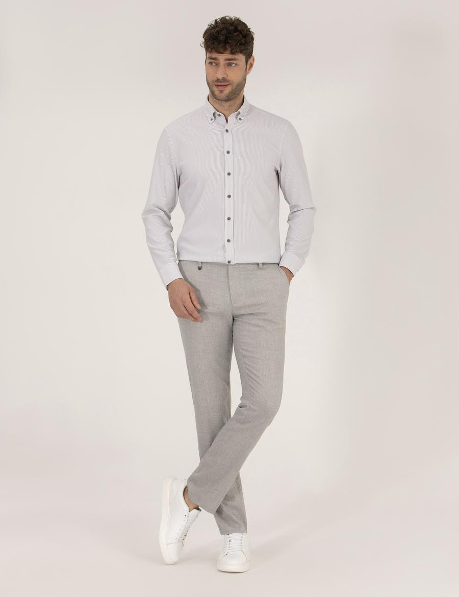 Gri Slim Fit Kumaş Pantolon