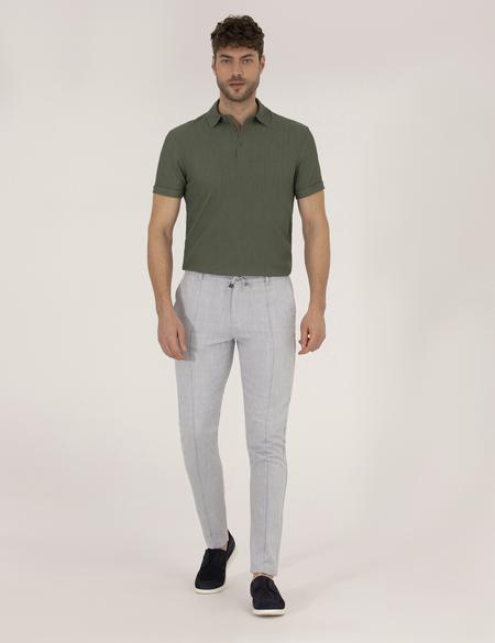 Haki Slim Fit Dokulu Polo Yaka Tişört - 50267574015
