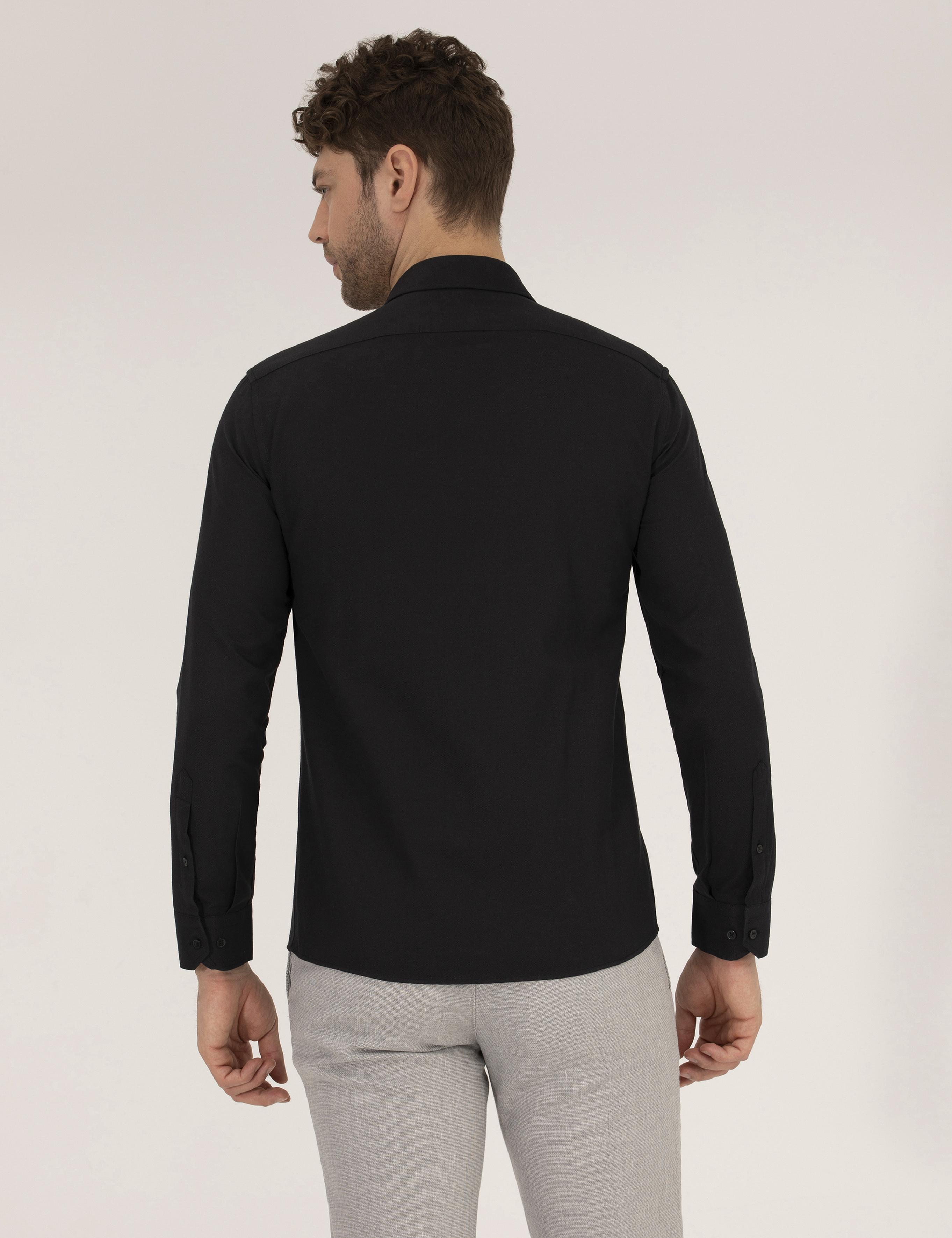 Siyah Slim Fit Oxford Gömlek