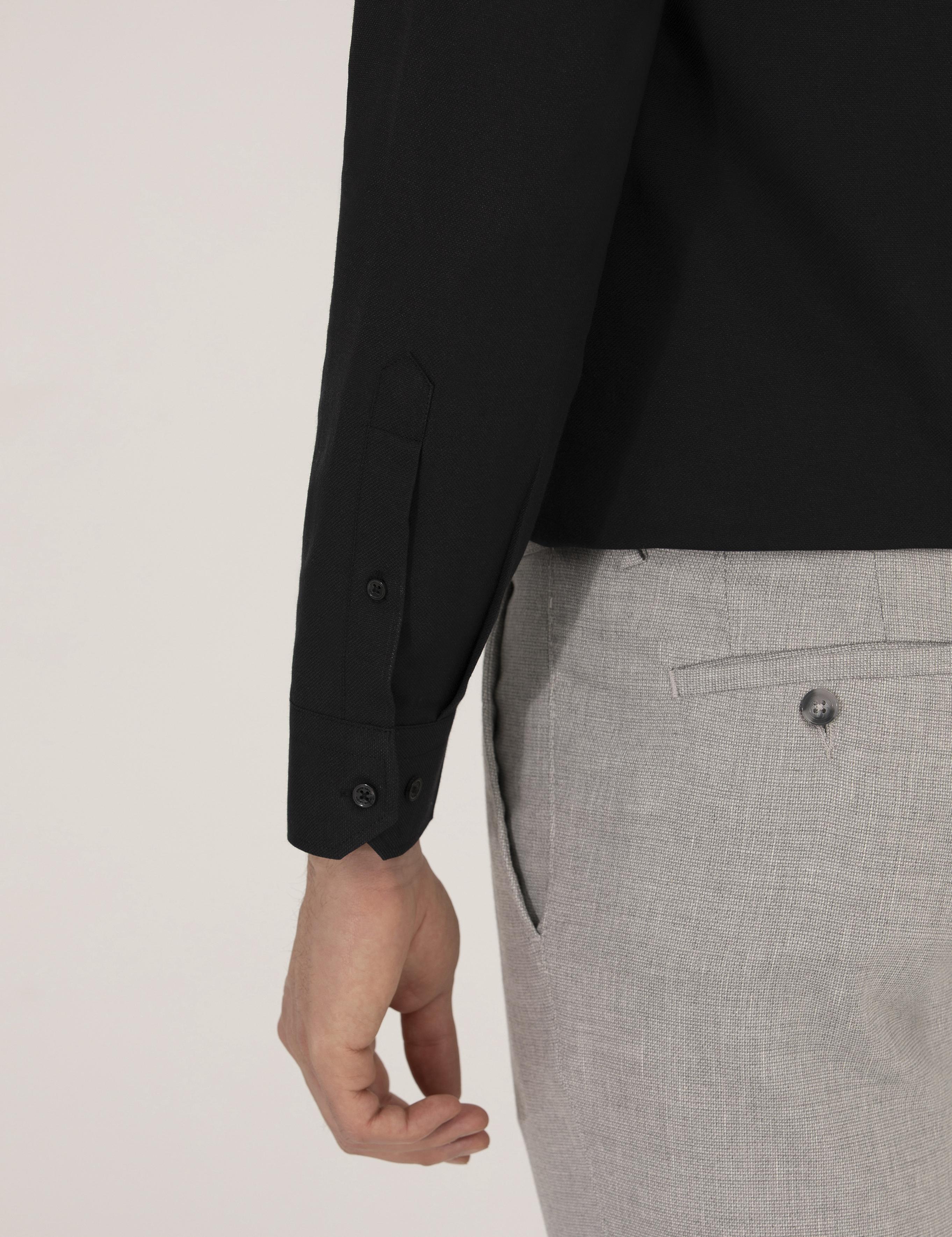 Siyah Slim Fit Oxford Gömlek