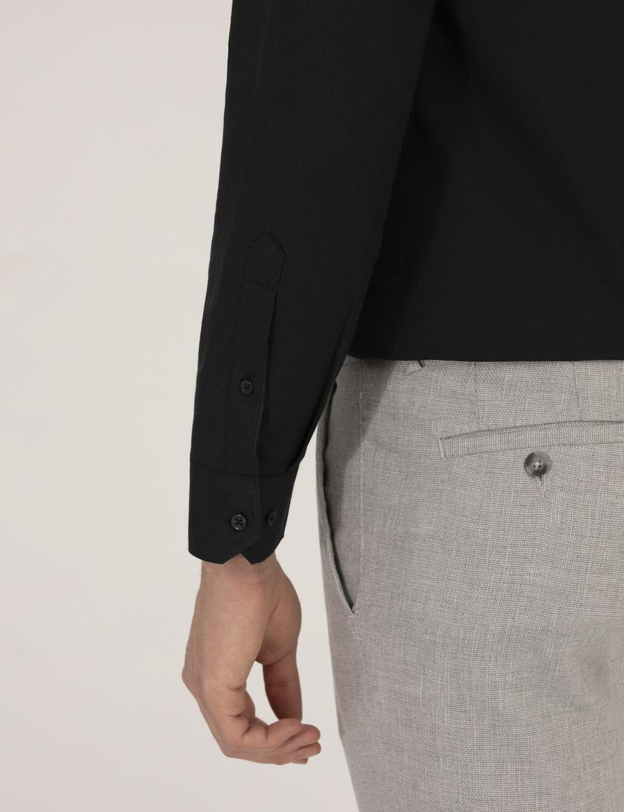 Siyah Slim Fit Oxford Gömlek