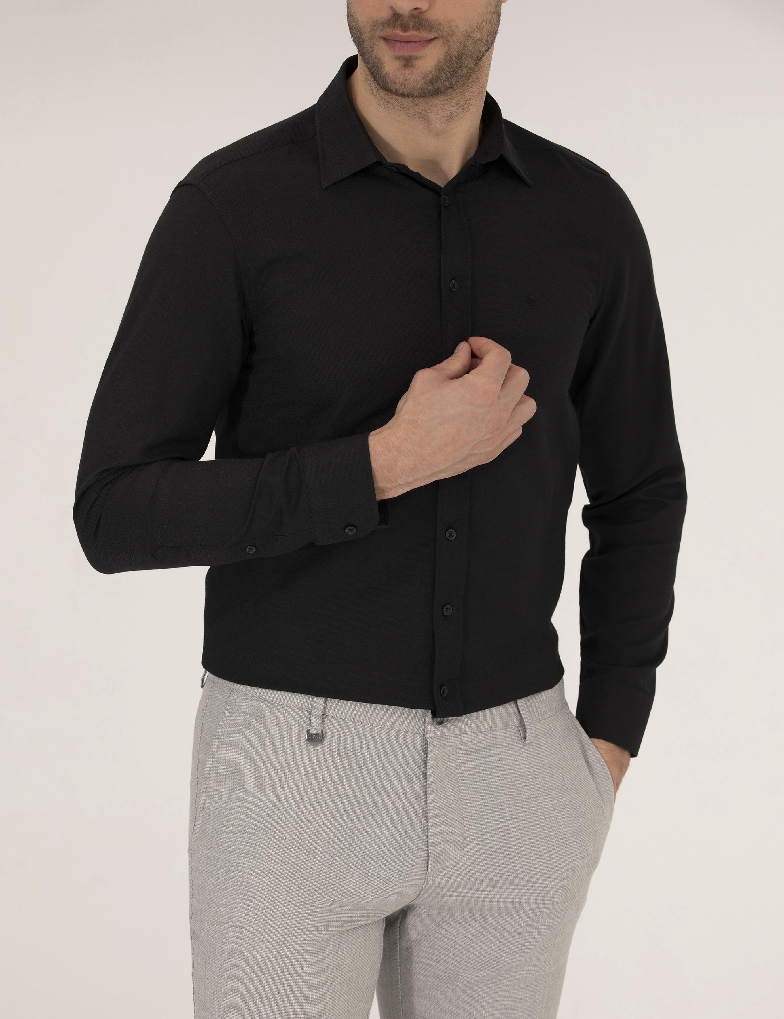 Siyah Slim Fit Oxford Gömlek