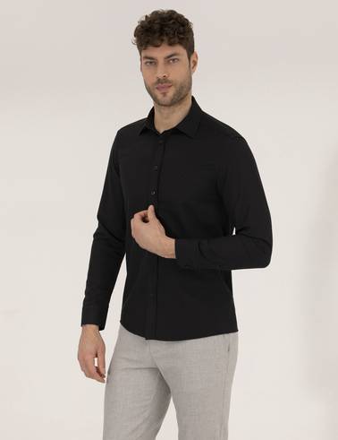 Siyah Slim Fit Oxford Gömlek