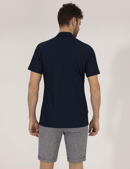 Lacivert Slim Fit Örme Gömlek - 50268874015