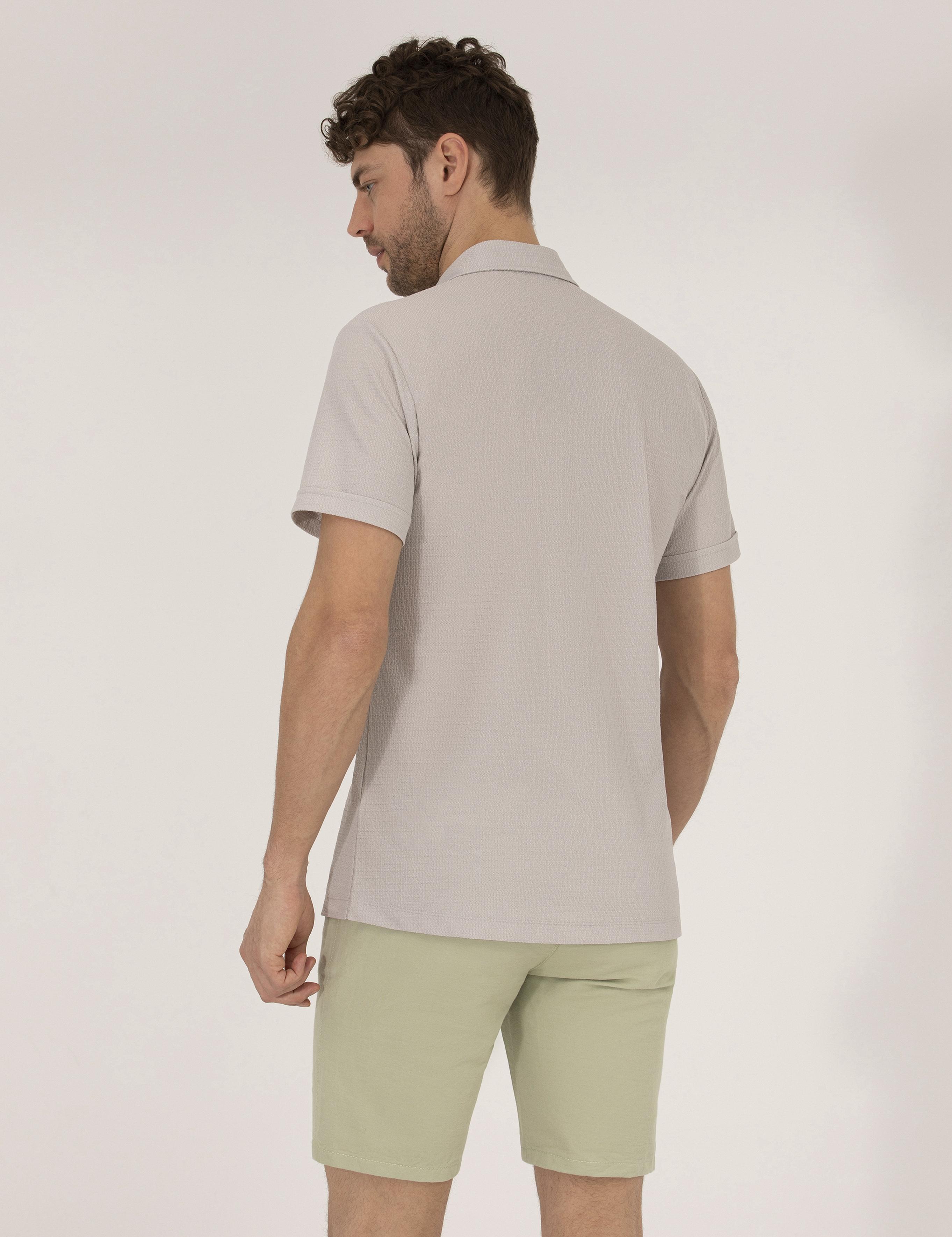 Gri Slim Fit Örme Gömlek