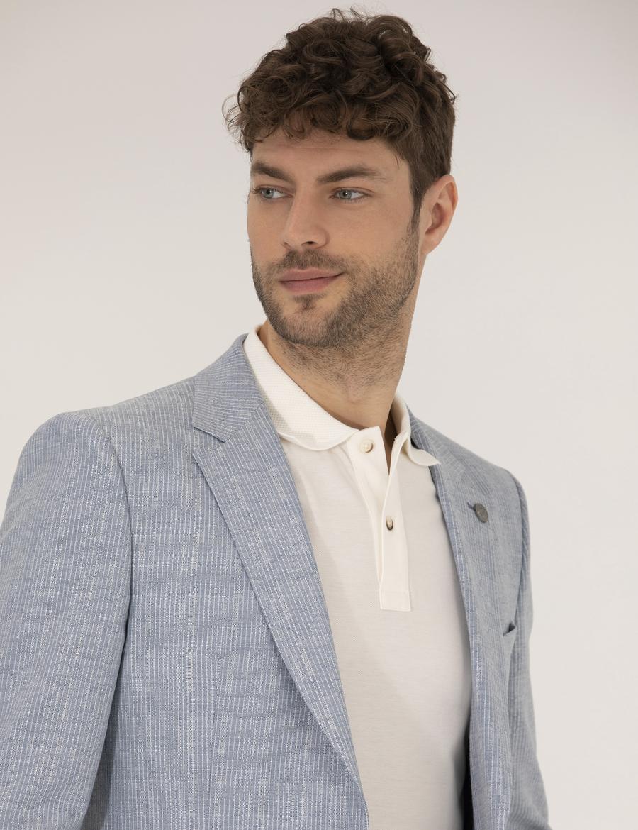 Açık Mavi Slim Fit Ceket