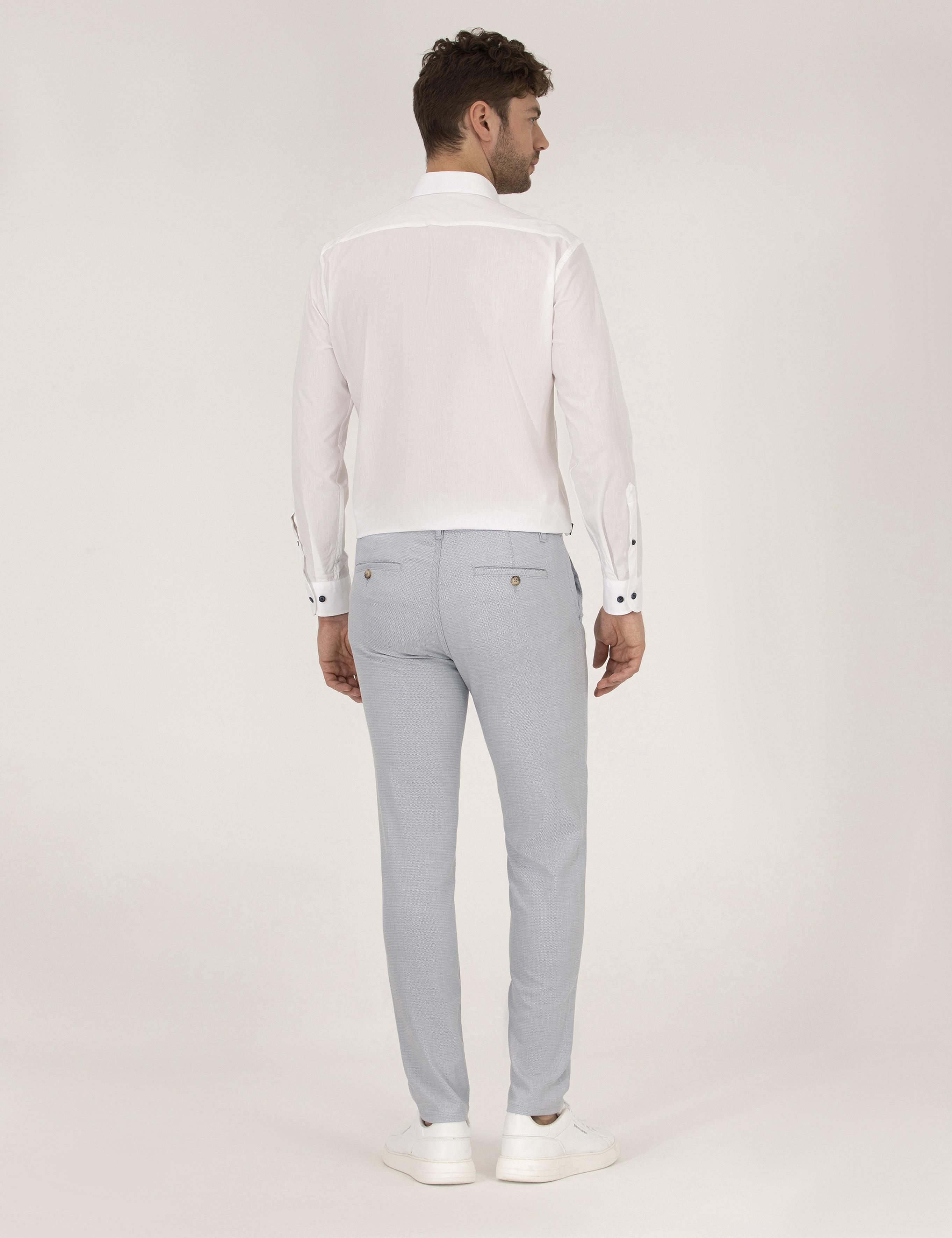 Açık Mavi Slim Fit Beli Lastikli Chino Pantolon