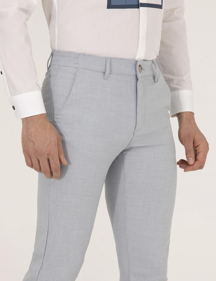 Açık Mavi Slim Fit Beli Lastikli Chino Pantolon