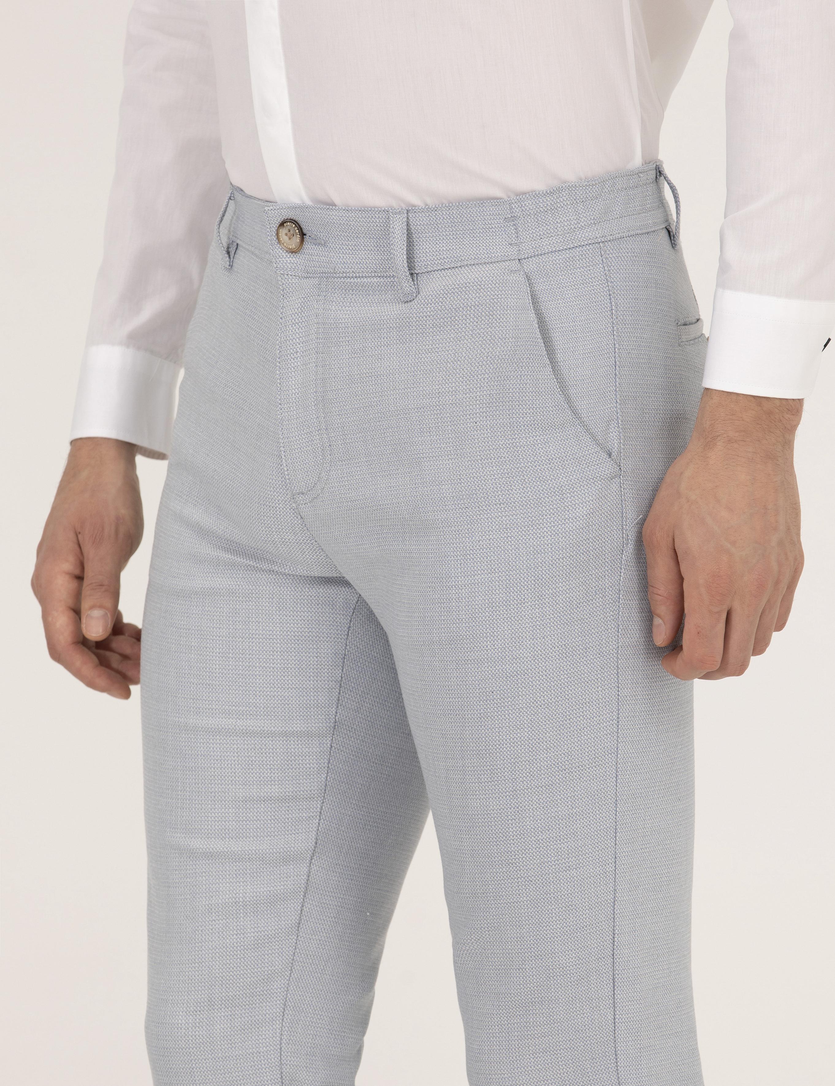 Açık Mavi Slim Fit Beli Lastikli Chino Pantolon