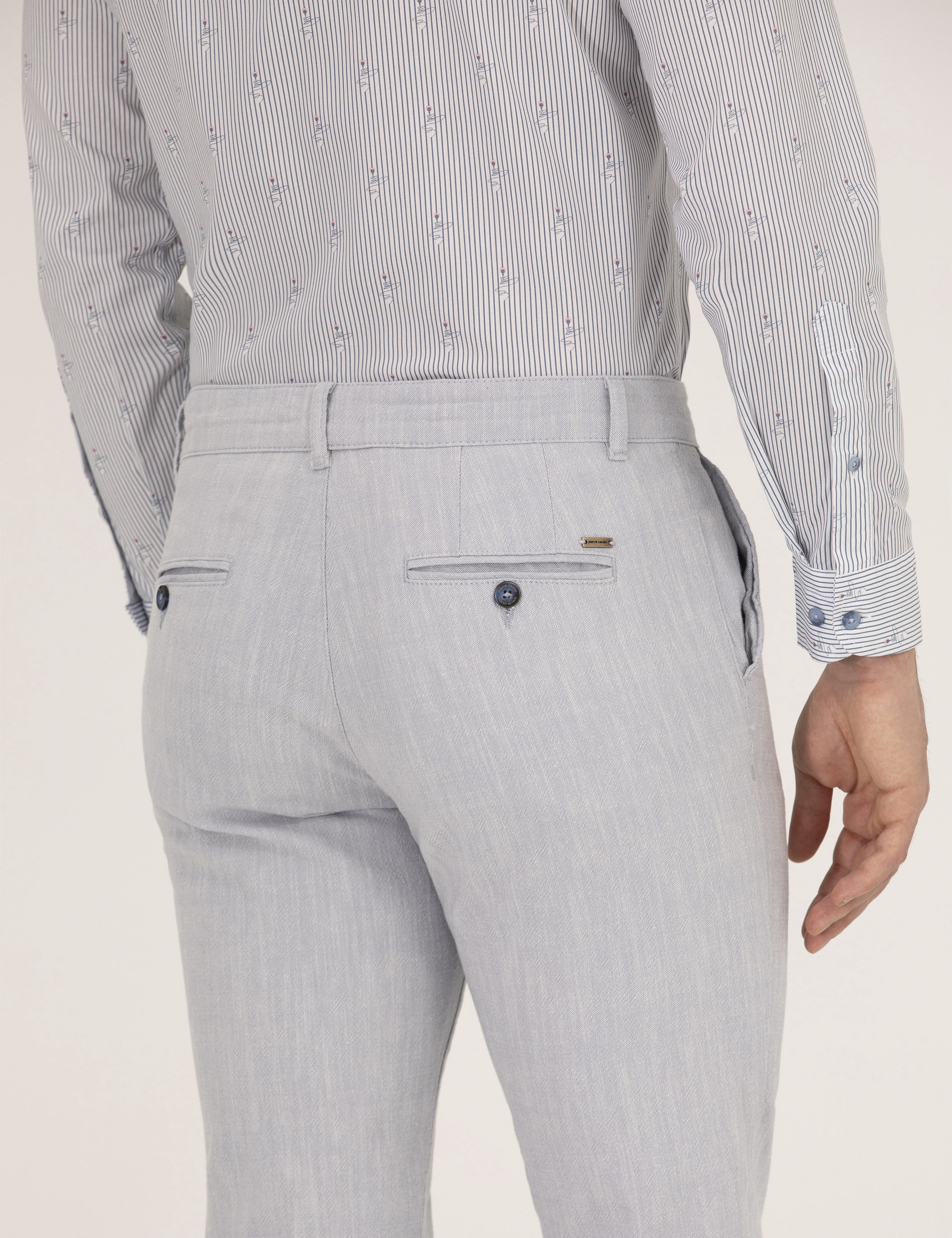 Açık Mavi Slim Fit Belden Bağlamalı Chino Pantolon - Image 3