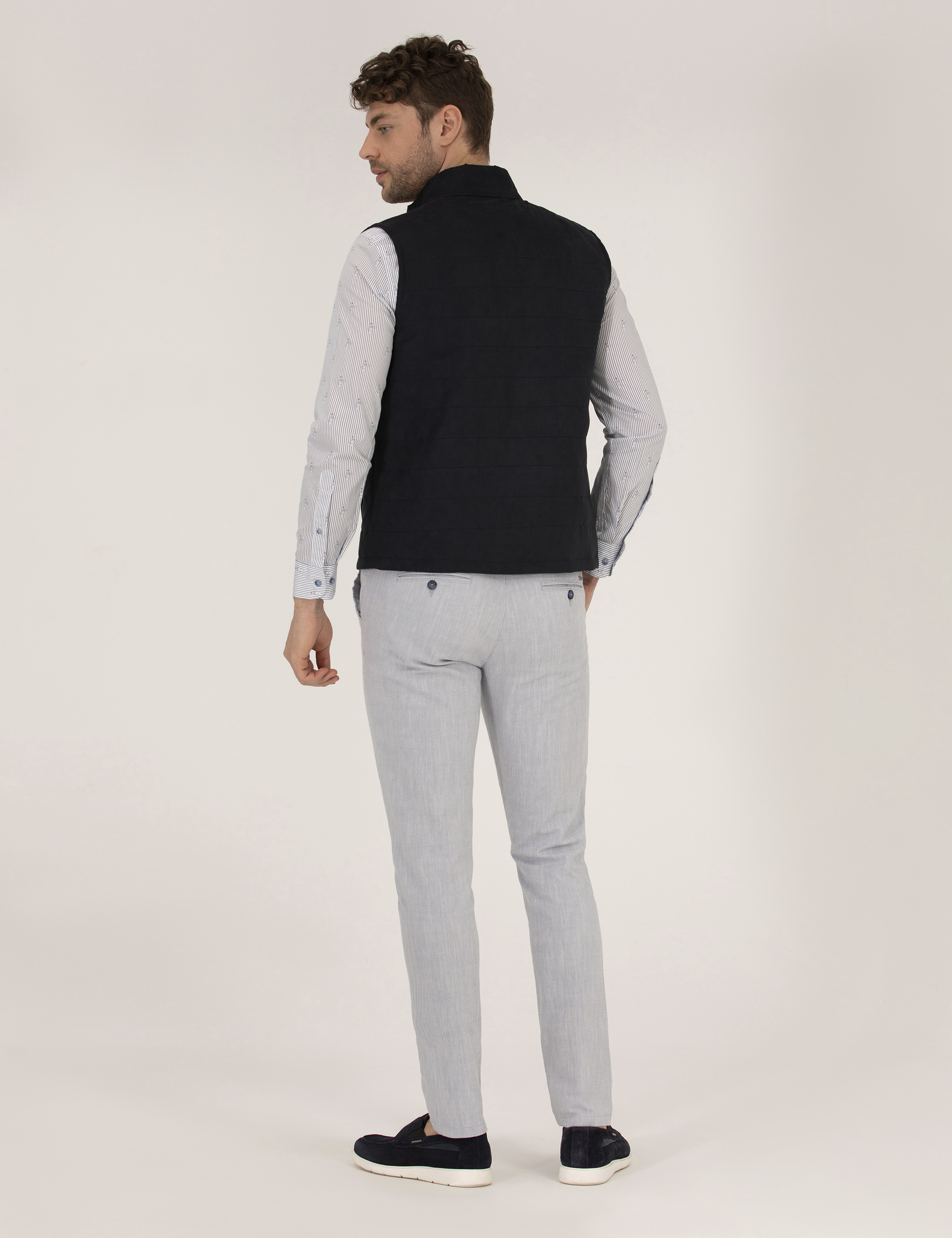 Açık Mavi Slim Fit Belden Bağlamalı Chino Pantolon