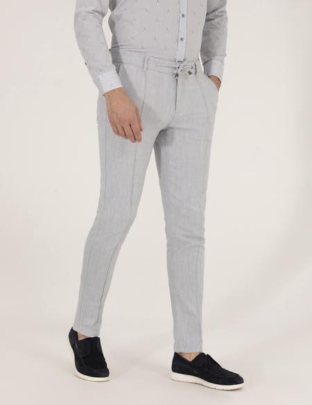 Açık Mavi Slim Fit Belden Bağlamalı Chino Pantolon - 50271280131