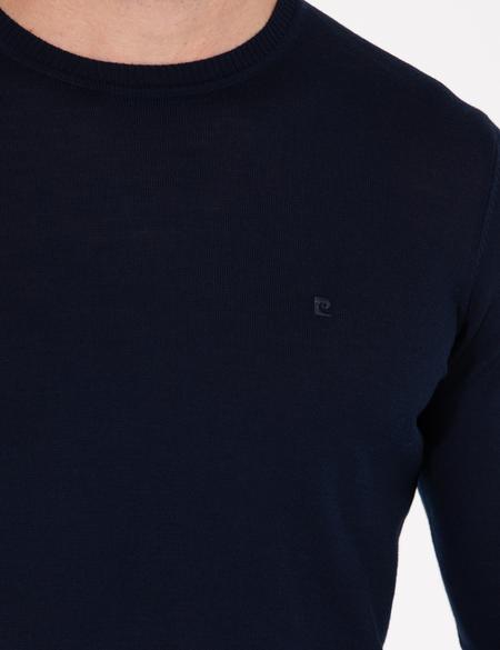 Lacivert Slim Fit Bisiklet Yaka Yün Karışımlı Basic Triko Kazak - 50257301021