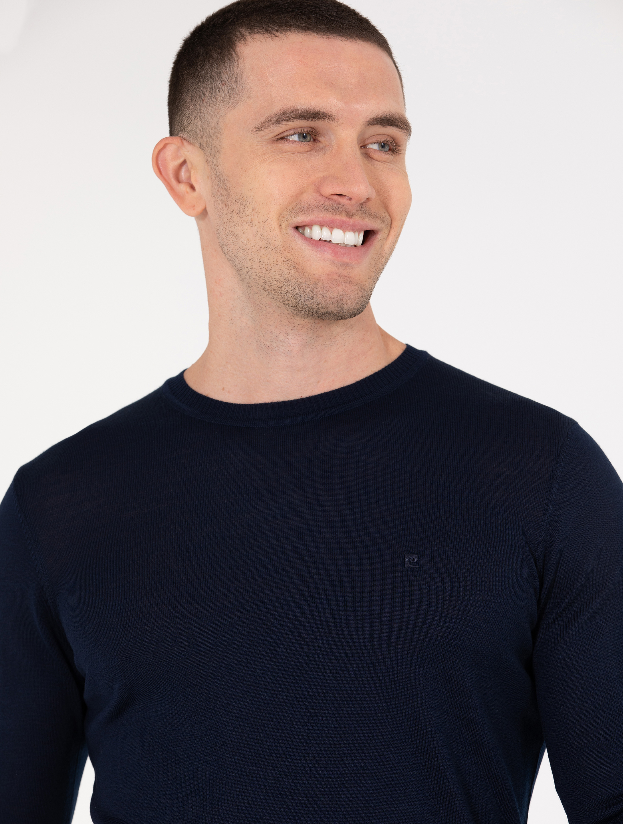 Pierre Cardin Lacivert Slim Fit Bisiklet Yaka Yün Karışımlı Basic Triko Kazak görsel 2