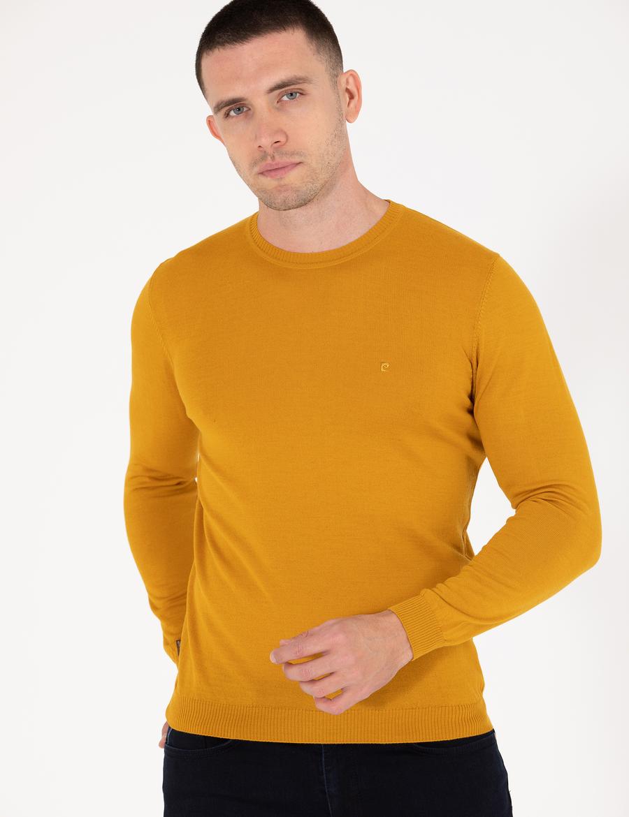 Safran Slim Fit Bisiklet Yaka Yün Karışımlı Basic Triko Kazak