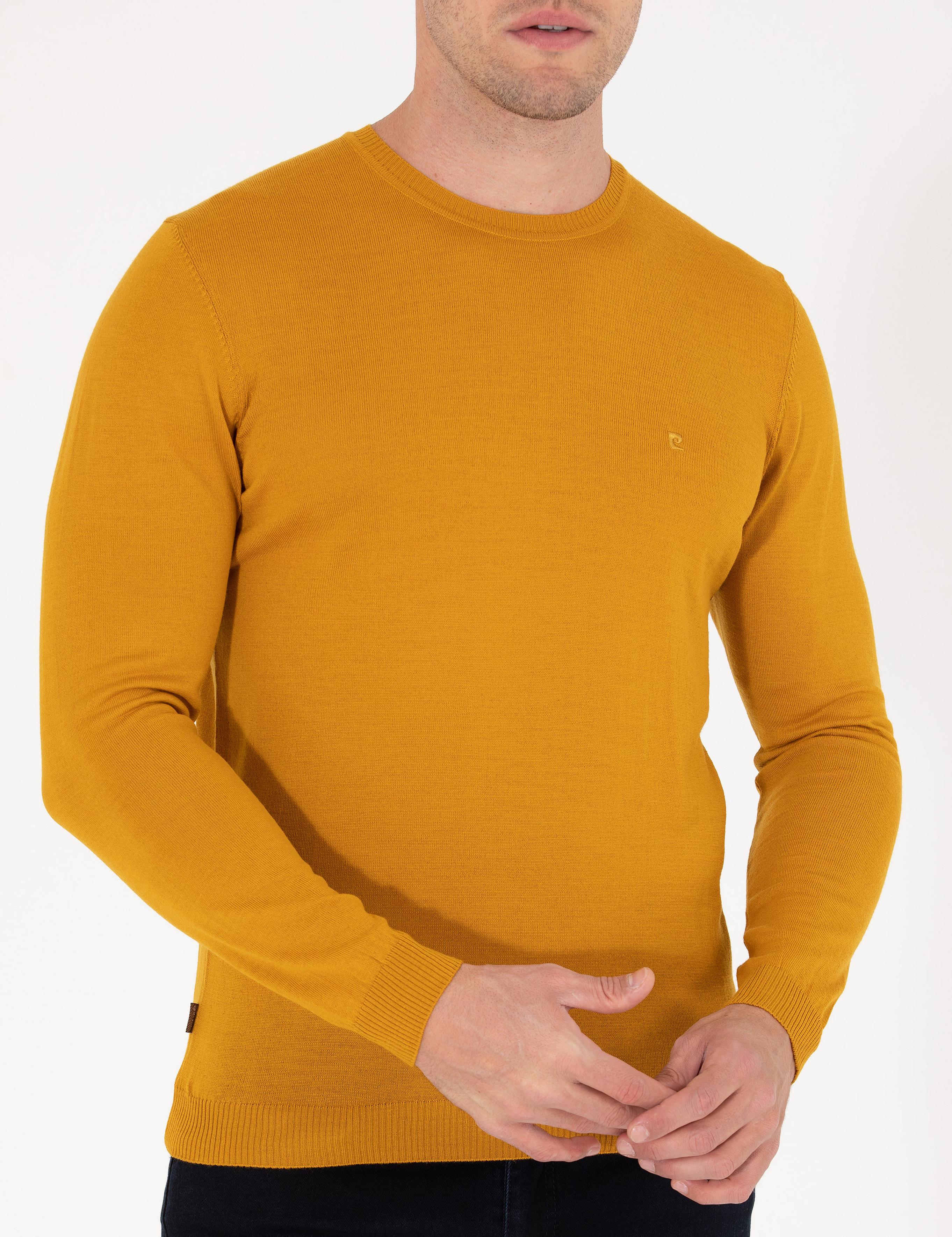 Safran Slim Fit Bisiklet Yaka Yün Karışımlı Basic Triko Kazak