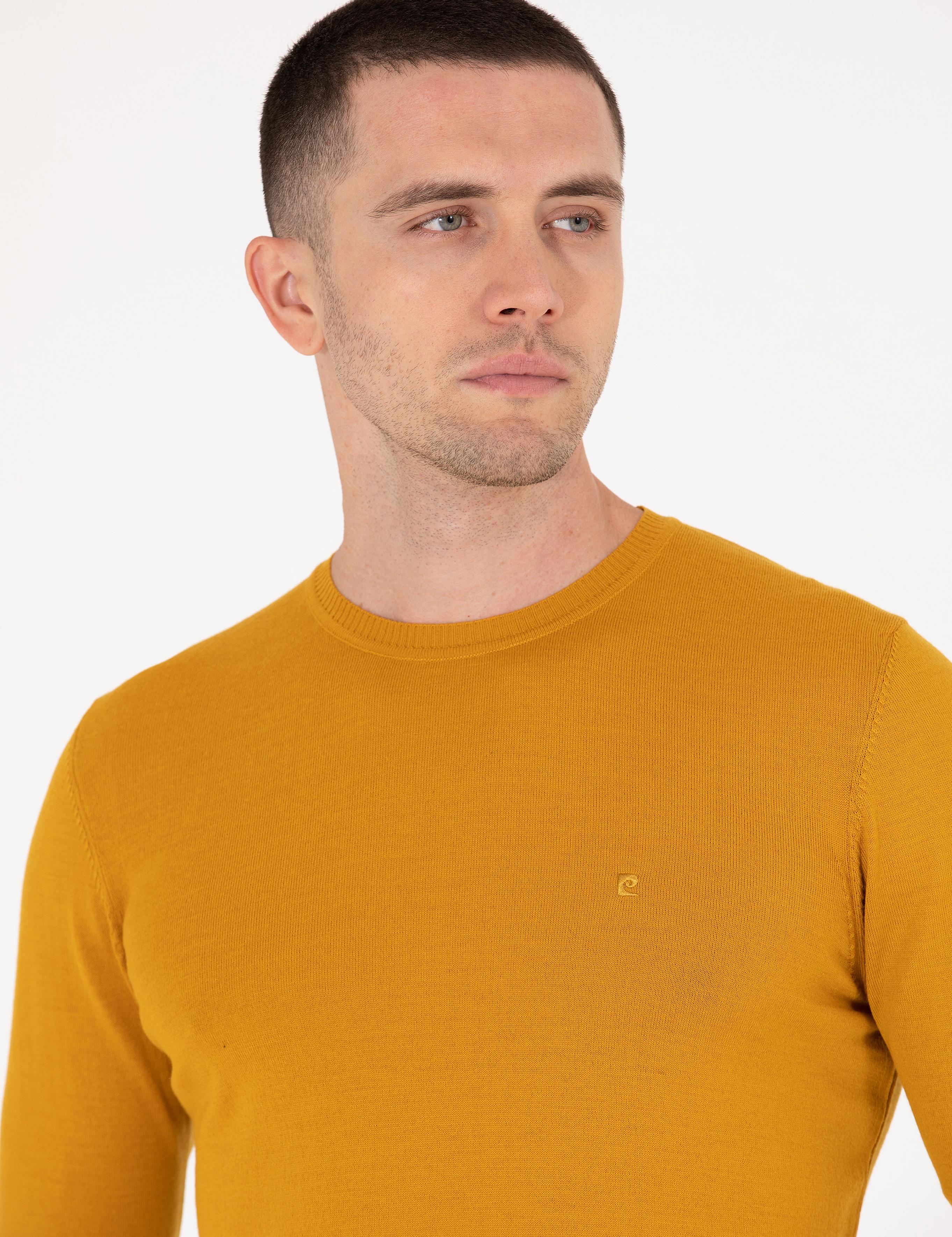 Safran Slim Fit Bisiklet Yaka Yün Karışımlı Basic Triko Kazak