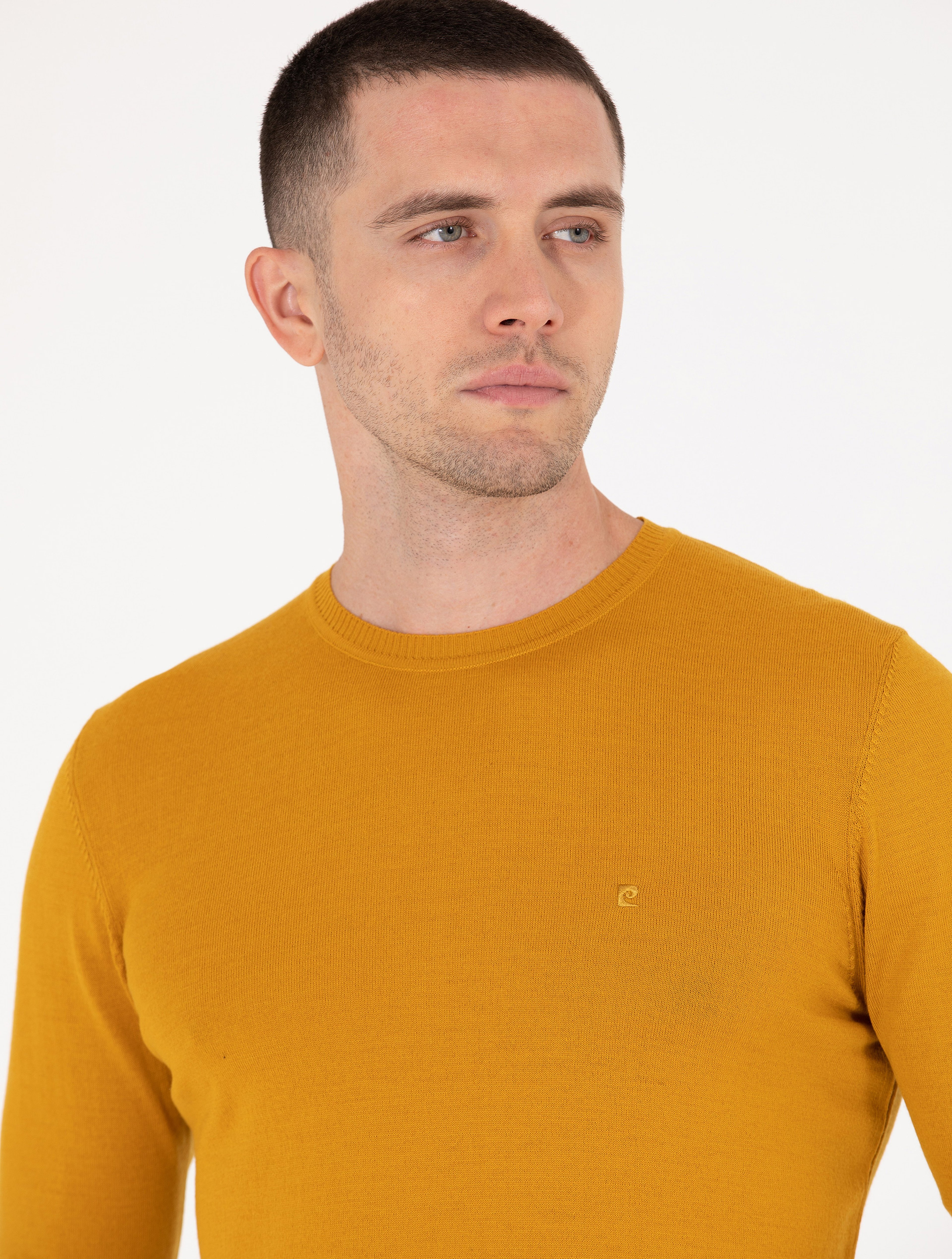 Safran Slim Fit Bisiklet Yaka Yün Karışımlı Basic Triko Kazak - Image 4