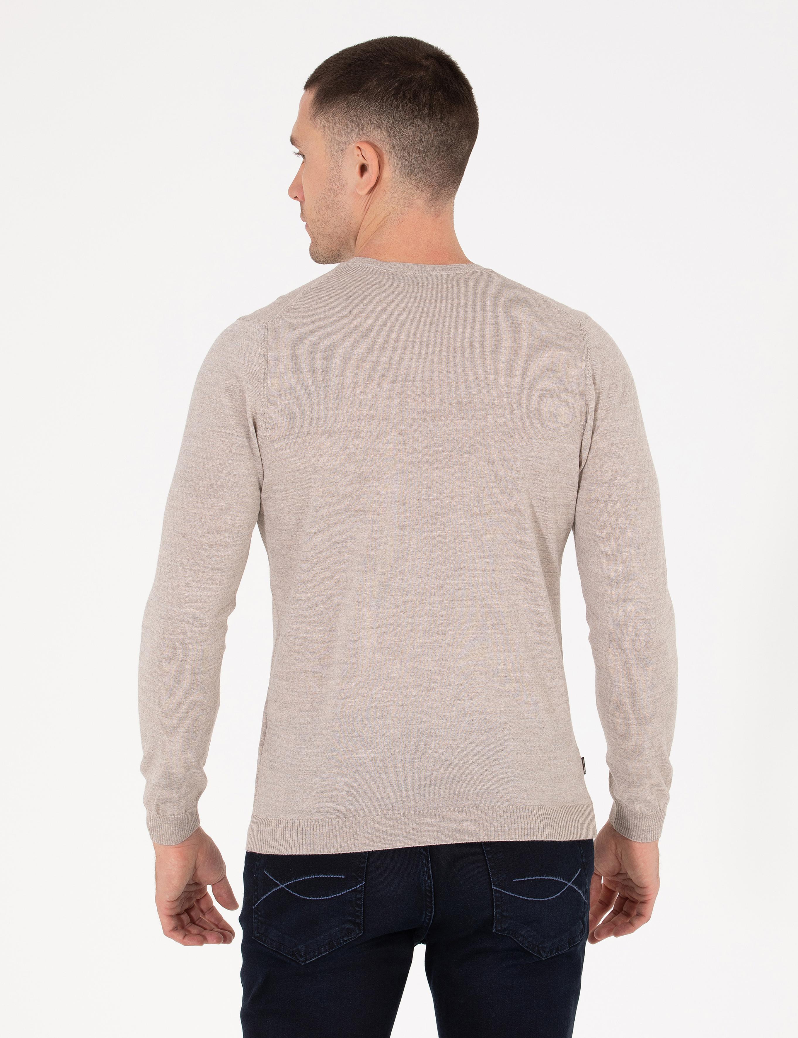 Taş Slim Fit Bisiklet Yaka Yün Karışımlı Basic Triko Kazak