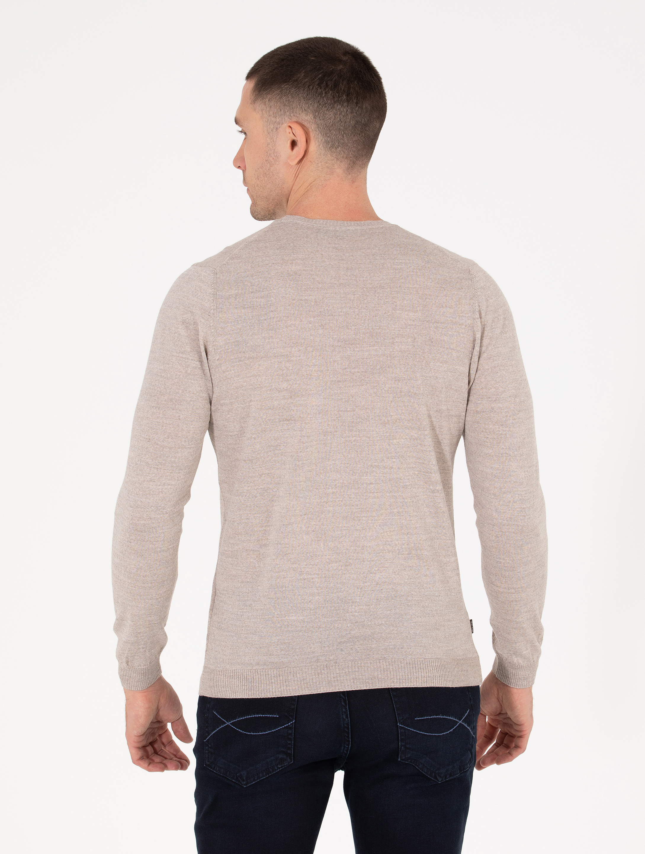Taş Slim Fit Bisiklet Yaka Yün Karışımlı Basic Triko Kazak