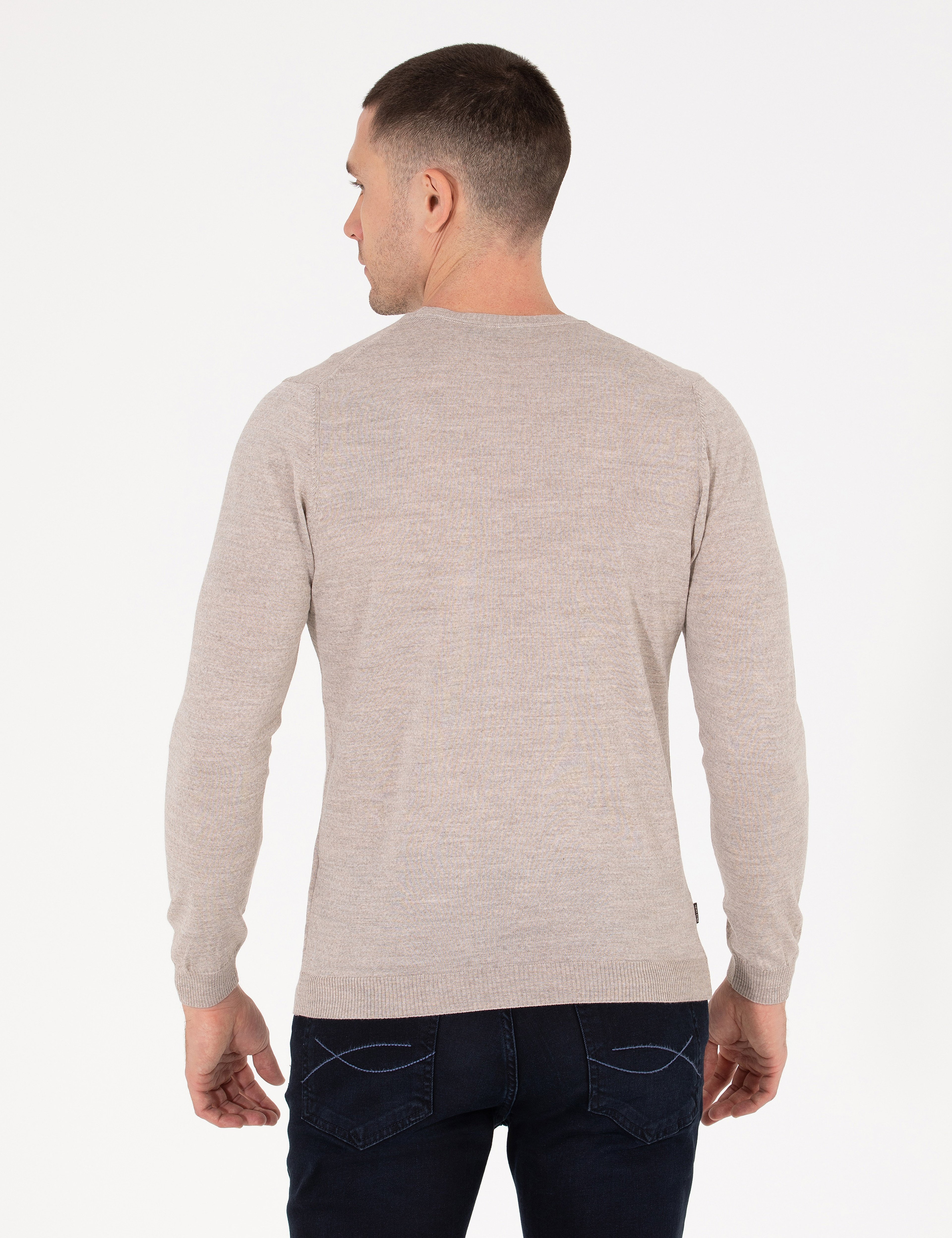 Taş Slim Fit Bisiklet Yaka Yün Karışımlı Basic Triko Kazak