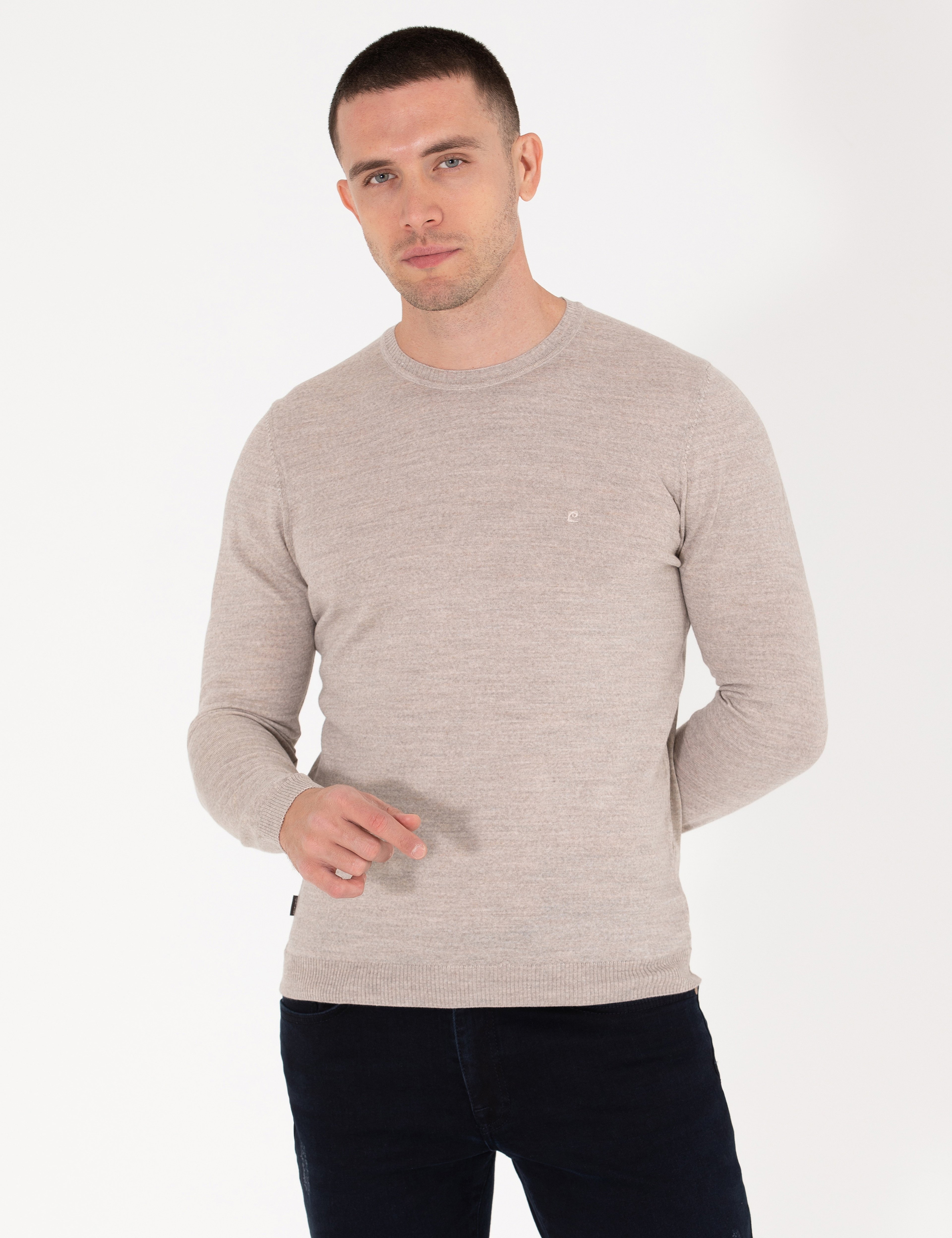 Taş Slim Fit Bisiklet Yaka Yün Karışımlı Basic Triko Kazak