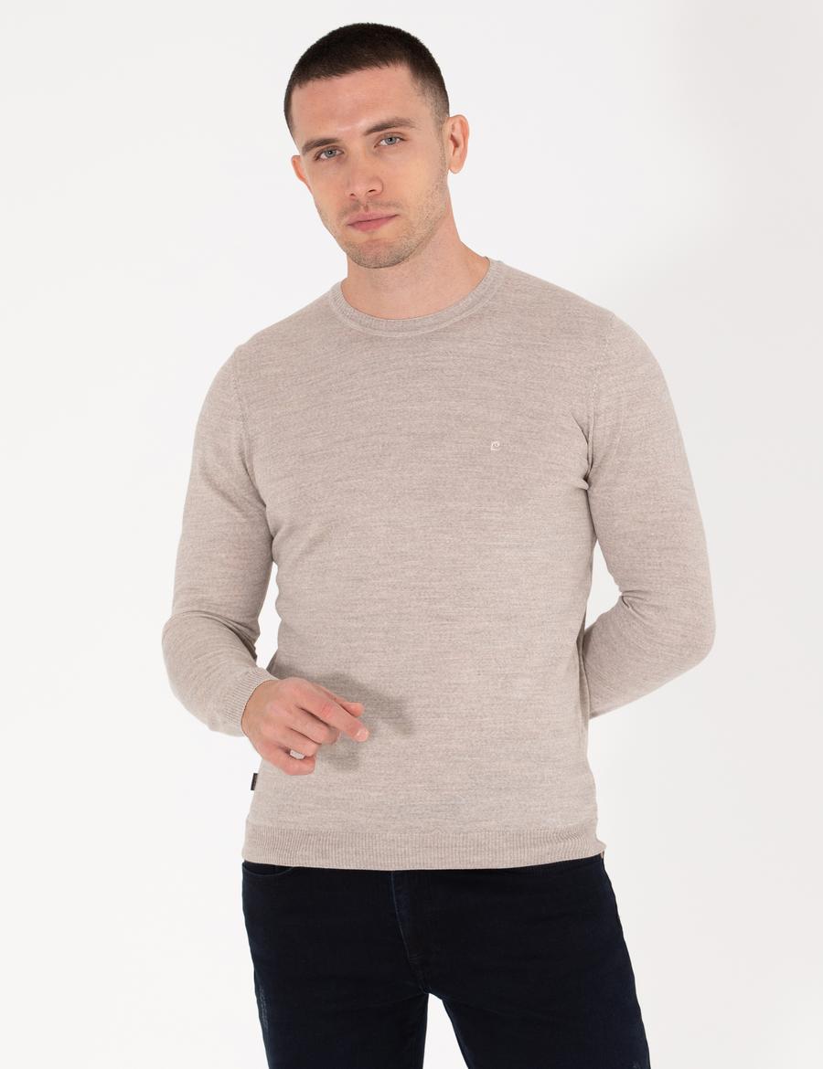 Taş Slim Fit Bisiklet Yaka Yün Karışımlı Basic Triko Kazak