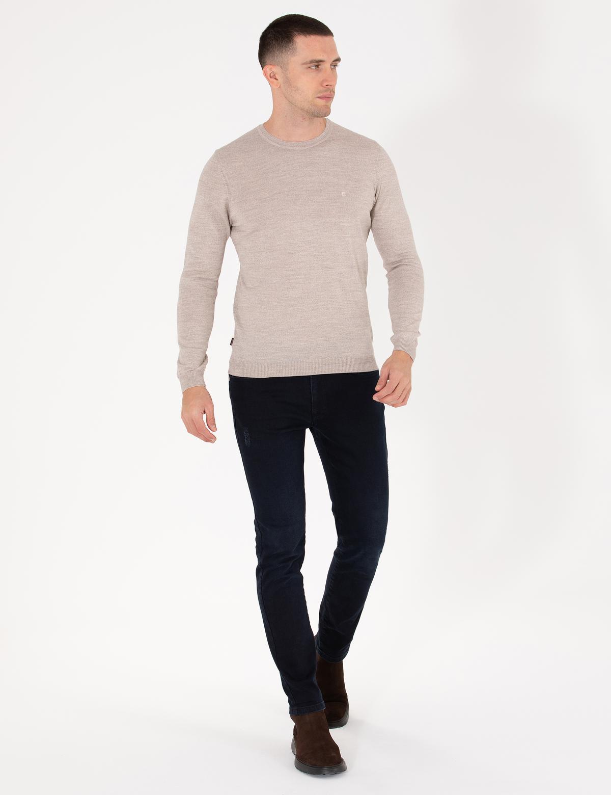 Taş Slim Fit Bisiklet Yaka Yün Karışımlı Basic Triko Kazak - 50257301071