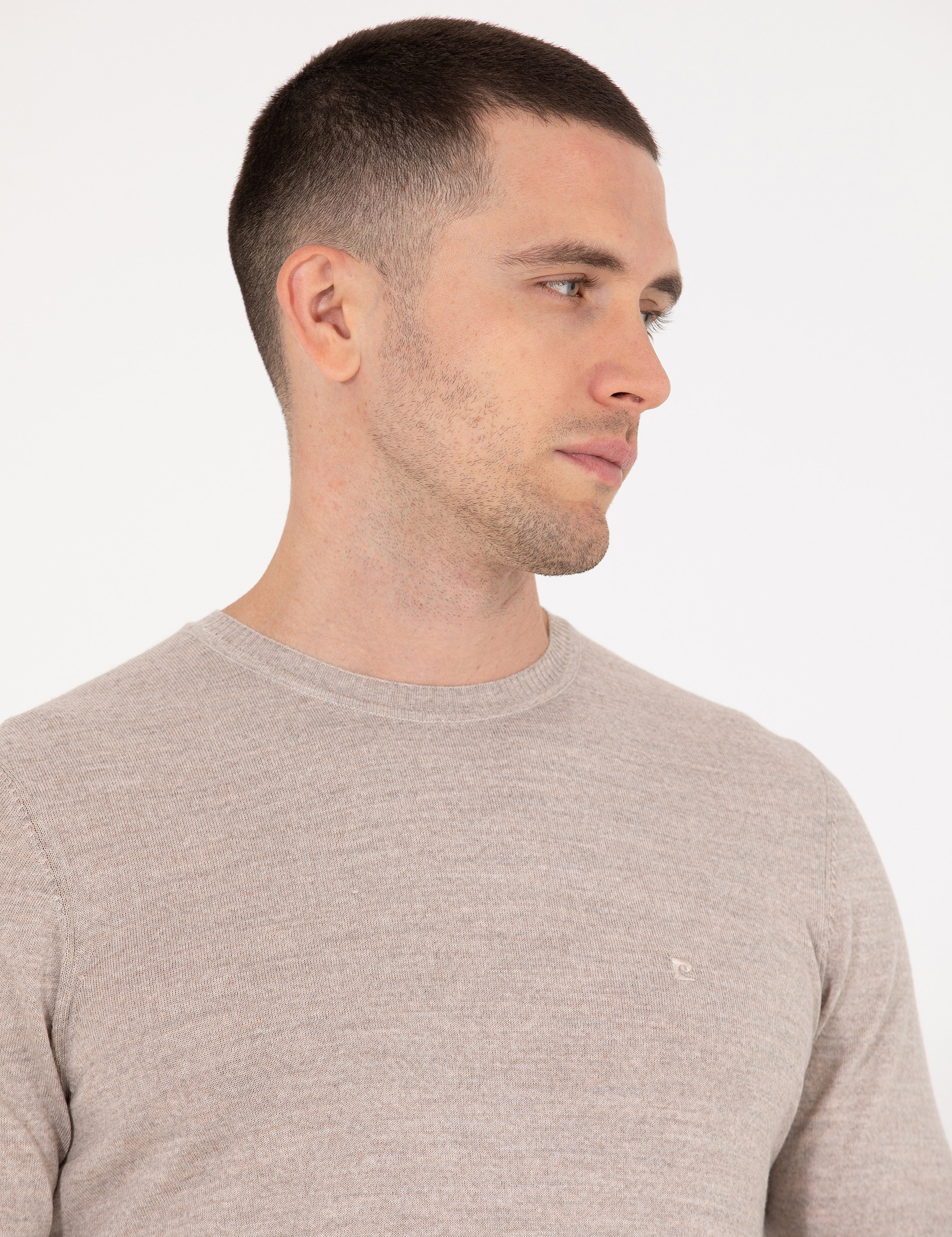Taş Slim Fit Bisiklet Yaka Yün Karışımlı Basic Triko Kazak