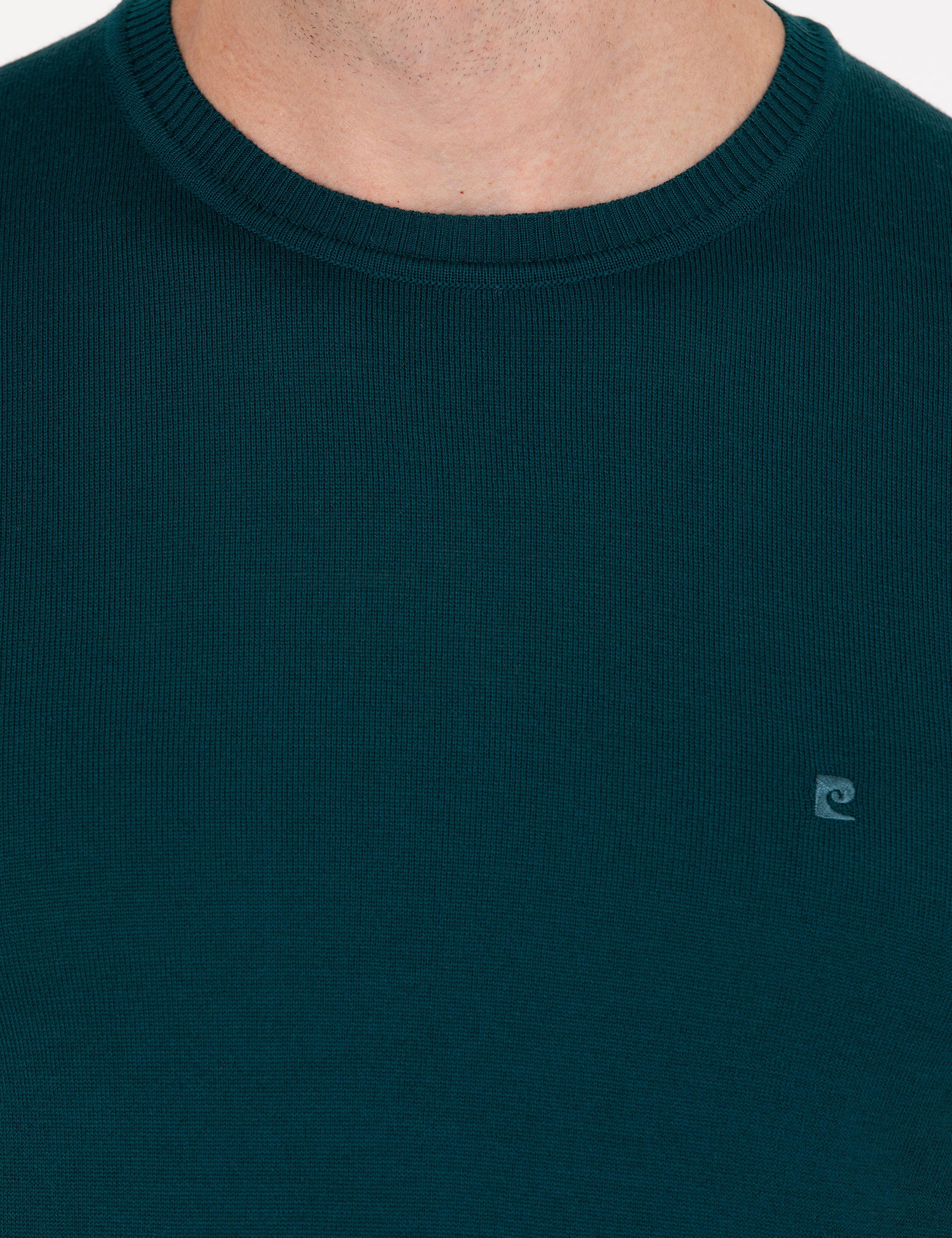 Yeşil Slim Fit Bisiklet Yaka Yün Karışımlı Basic Triko Kazak