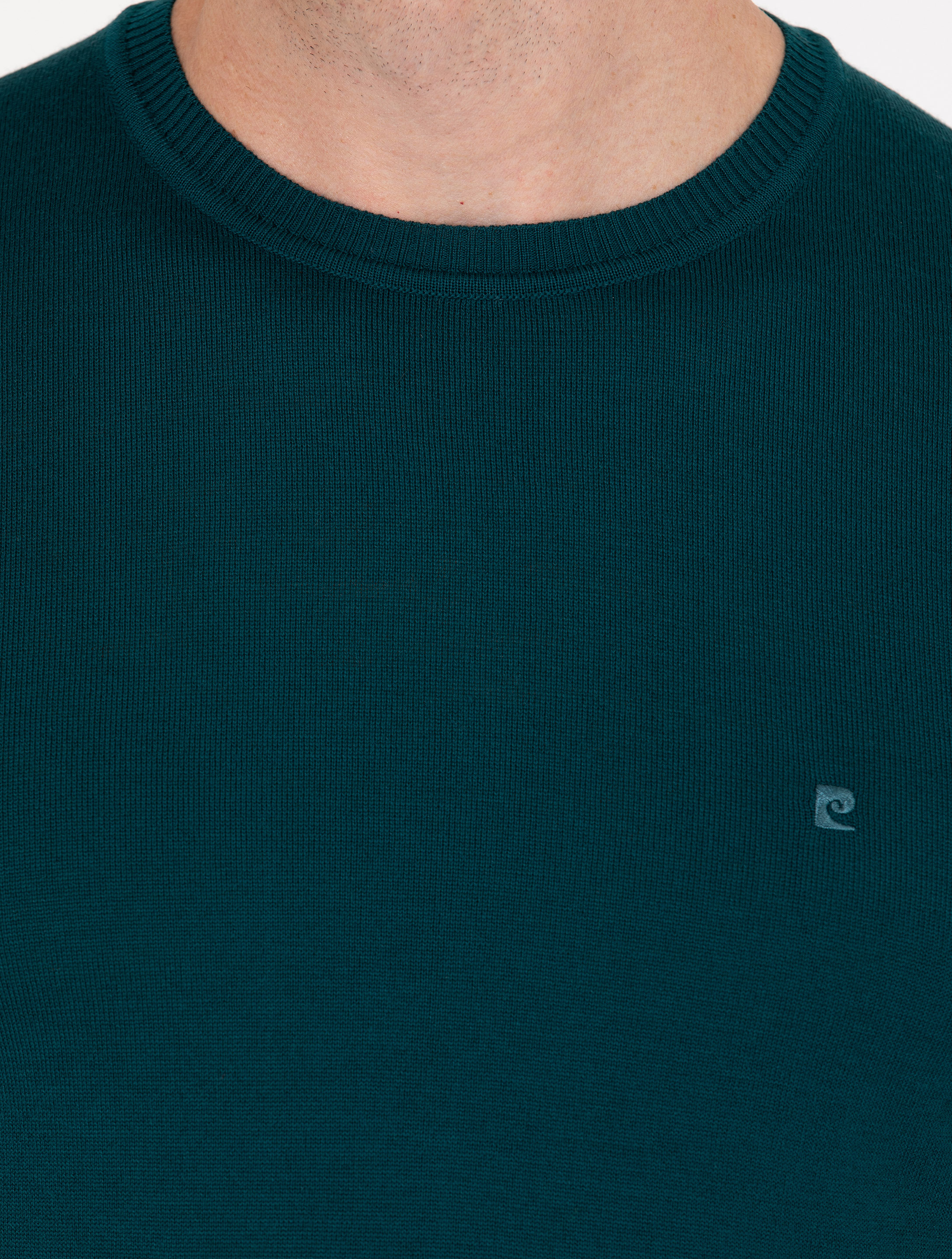 Yeşil Slim Fit Bisiklet Yaka Yün Karışımlı Basic Triko Kazak