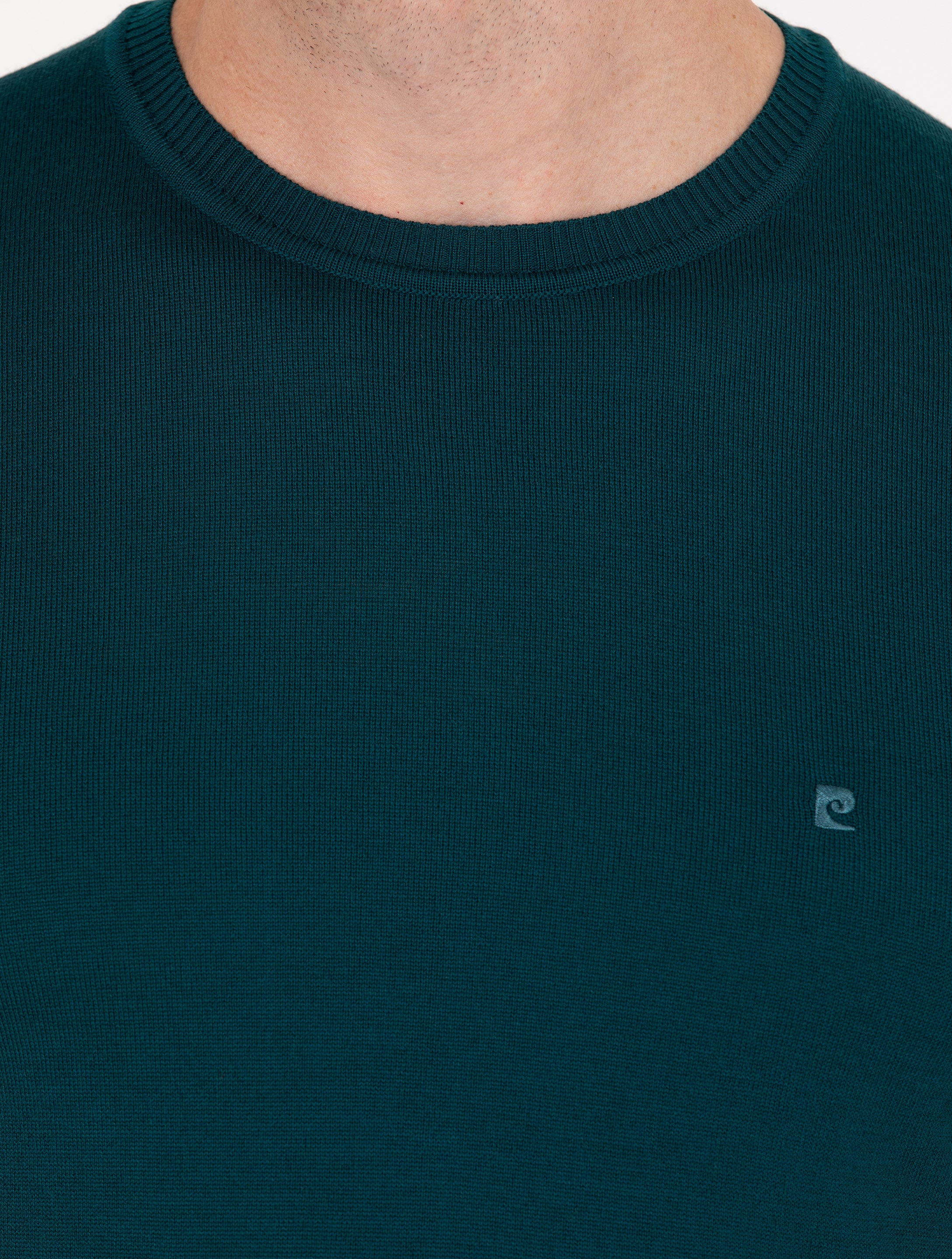 Yeşil Slim Fit Bisiklet Yaka Yün Karışımlı Basic Triko Kazak