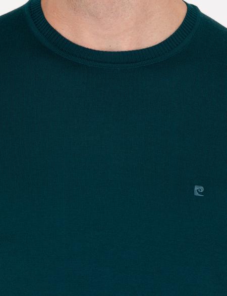 Yeşil Slim Fit Bisiklet Yaka Yün Karışımlı Basic Triko Kazak - 50257301081