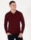 Kırmızı Slim Fit Polo Yaka Yün Karışımlı Basic Triko Kazak