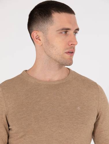Camel Melanj Slim Fit Bisiklet Yaka Basic Triko Kazak