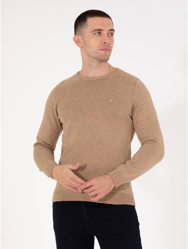 Camel Melanj Slim Fit Bisiklet Yaka Basic Triko Kazak