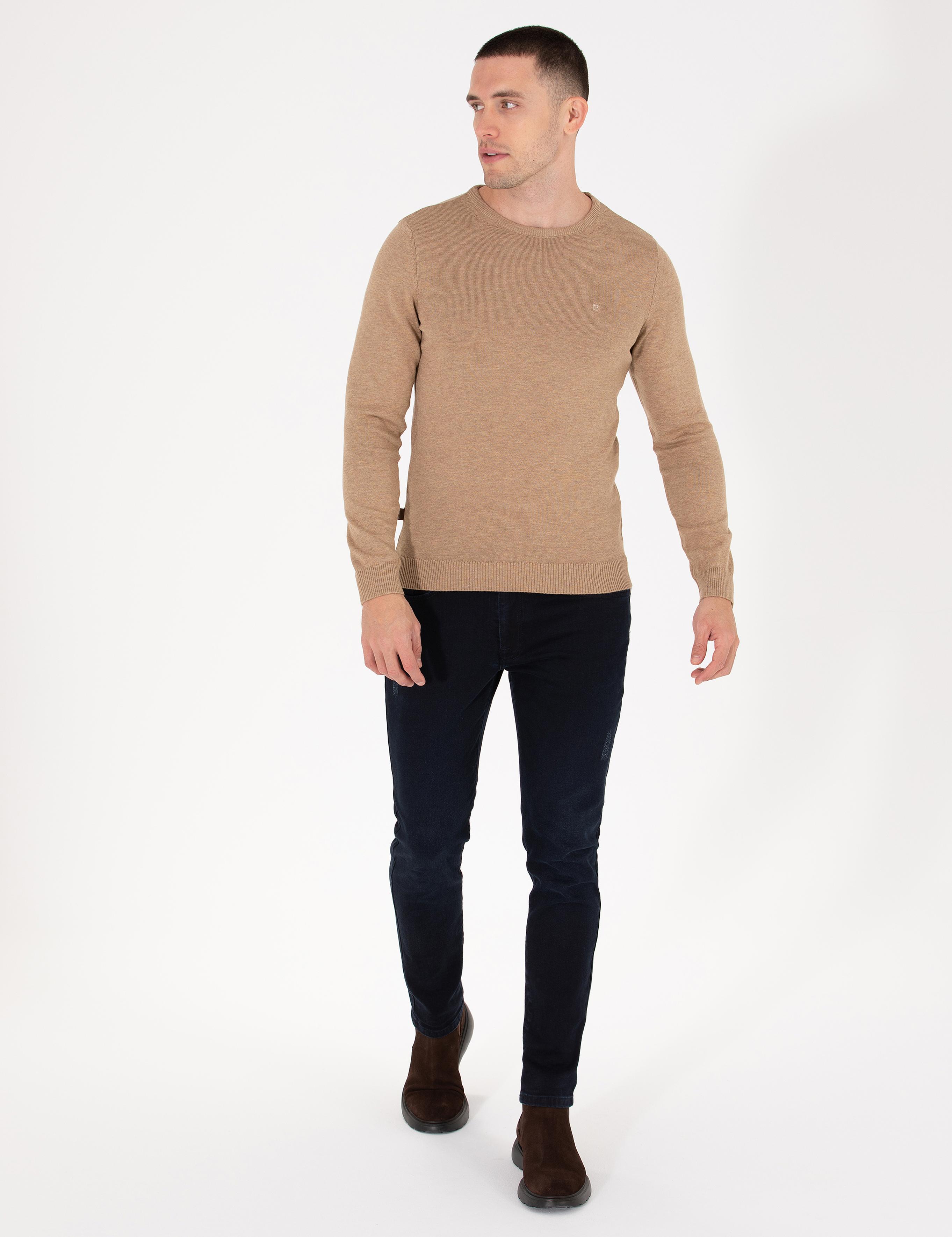 Camel Melanj Slim Fit Bisiklet Yaka Basic Triko Kazak