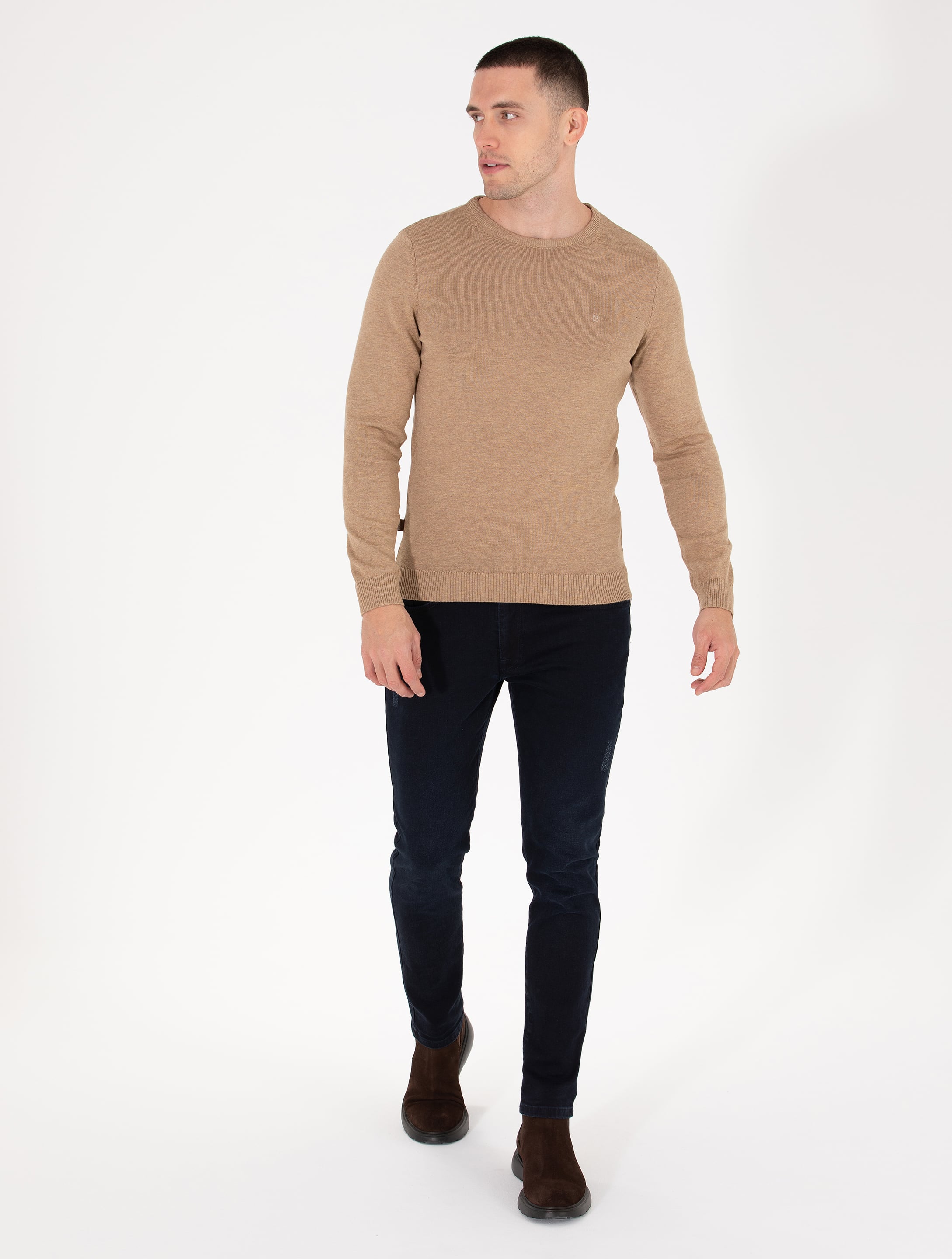 Camel Melanj Slim Fit Bisiklet Yaka Basic Triko Kazak - Image 3