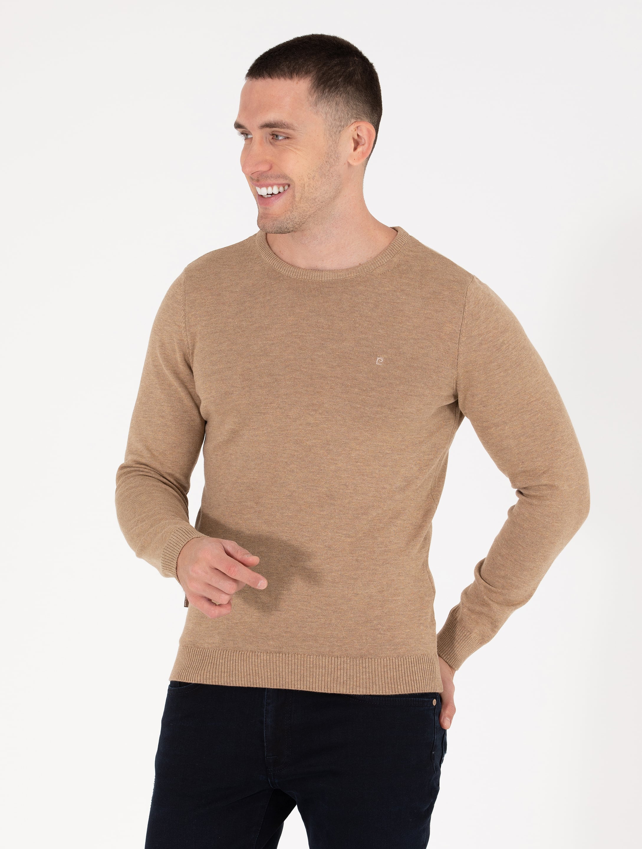 Camel Melanj Slim Fit Bisiklet Yaka Basic Triko Kazak