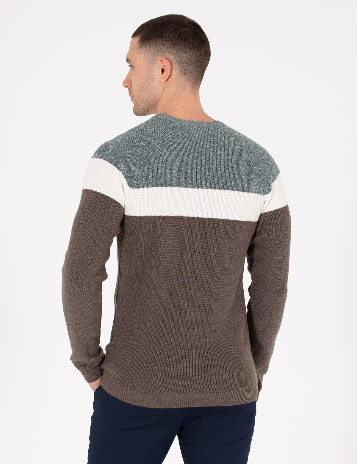 Yeşil Slim Fit Bisiklet Yaka Triko Kazak - 50259863008