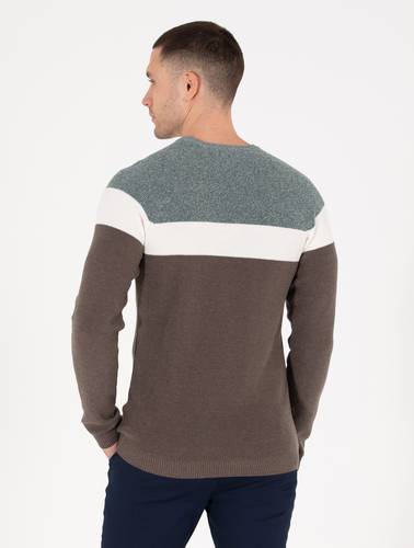 Yeşil Slim Fit Bisiklet Yaka Triko Kazak