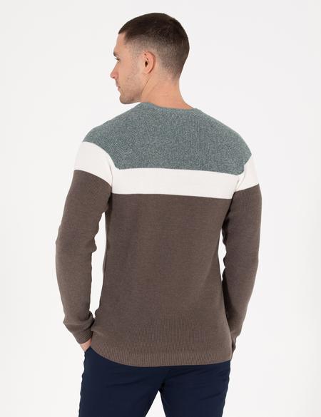 Yeşil Slim Fit Bisiklet Yaka Triko Kazak - 50259863008