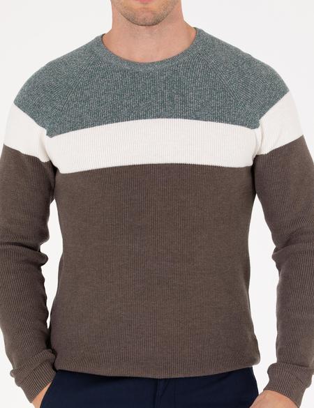 Yeşil Slim Fit Bisiklet Yaka Triko Kazak - 50259863008