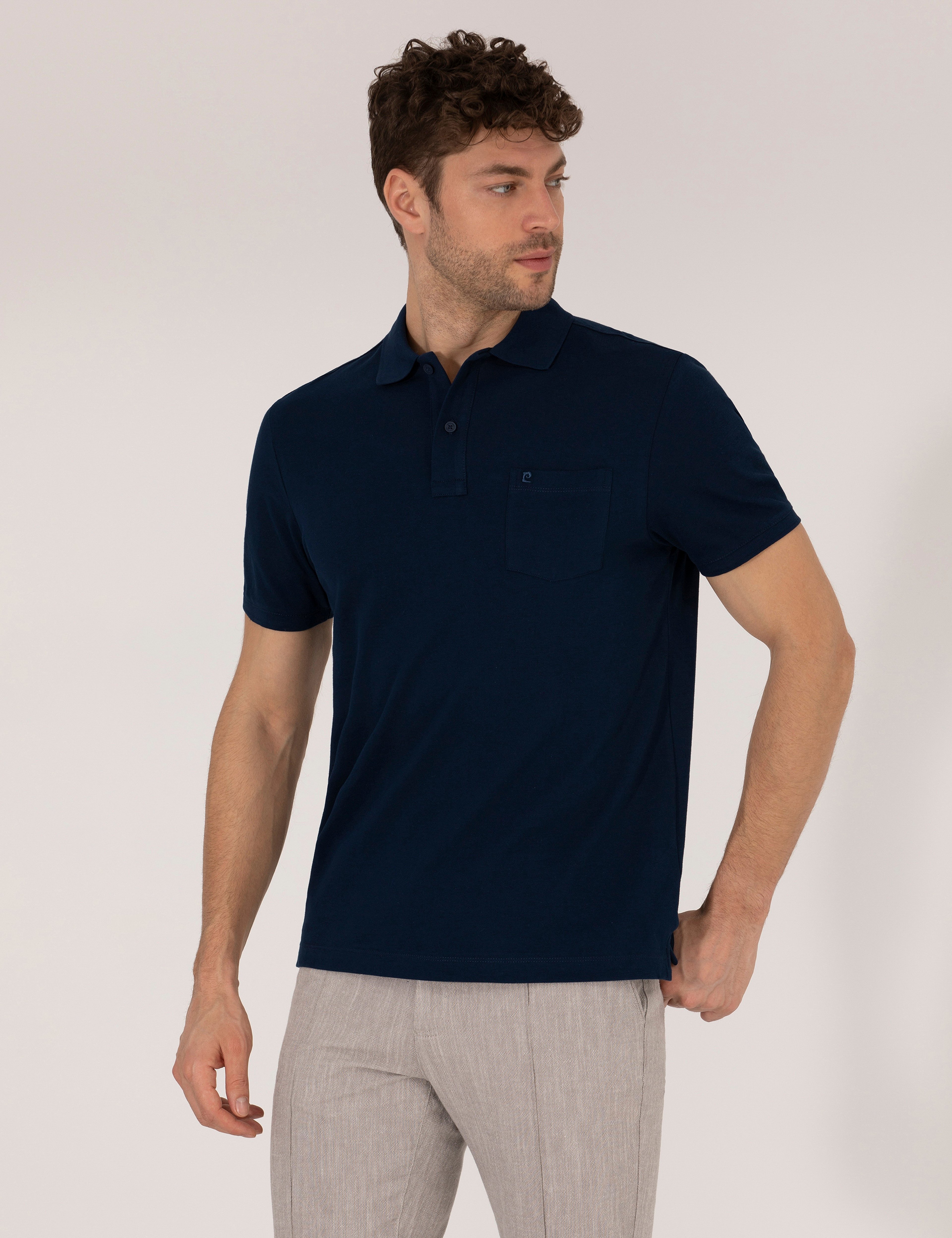 Lacivert Regular Fit Polo Yaka Basic Tişört - Image 1