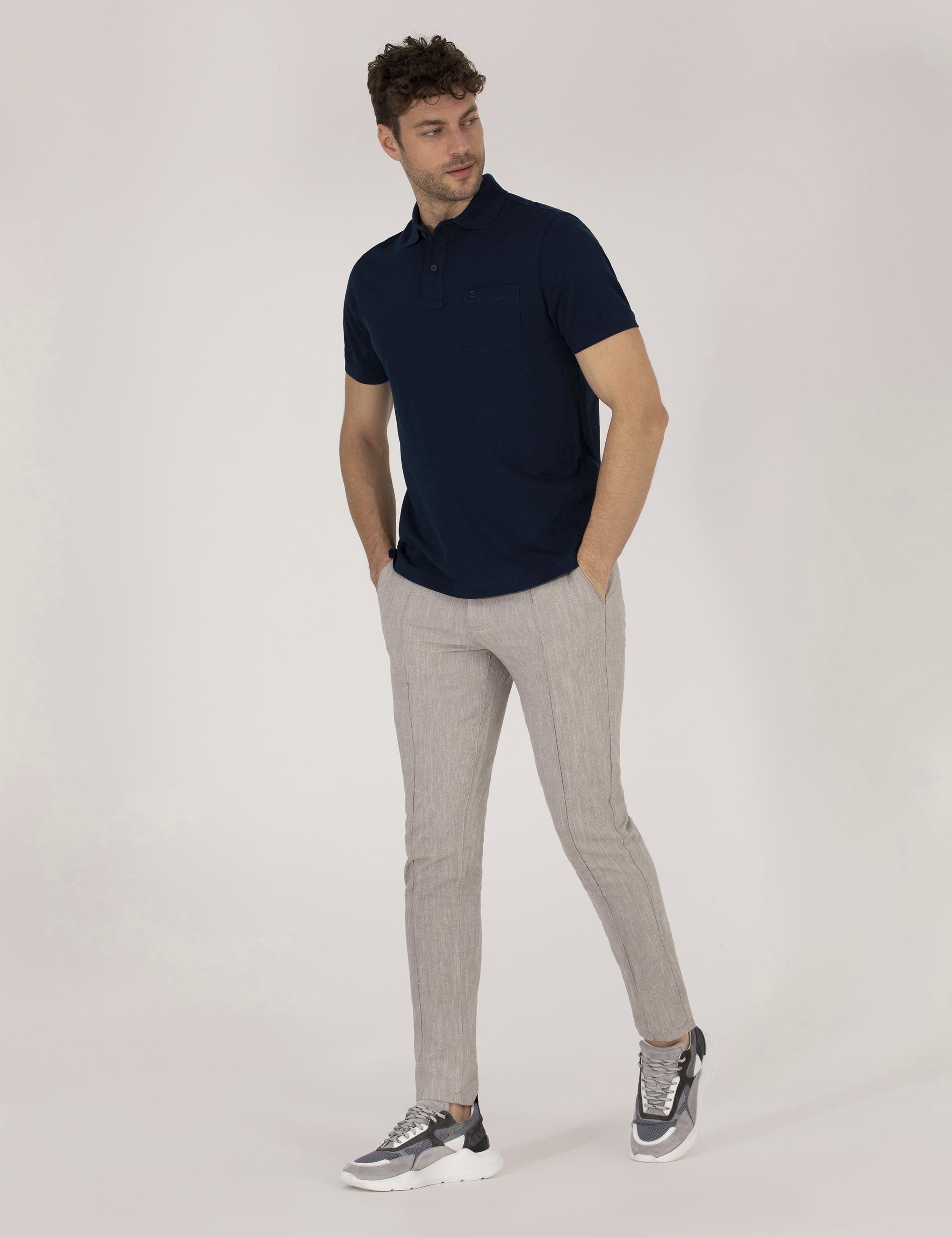 Lacivert Regular Fit Polo Yaka Basic Tişört