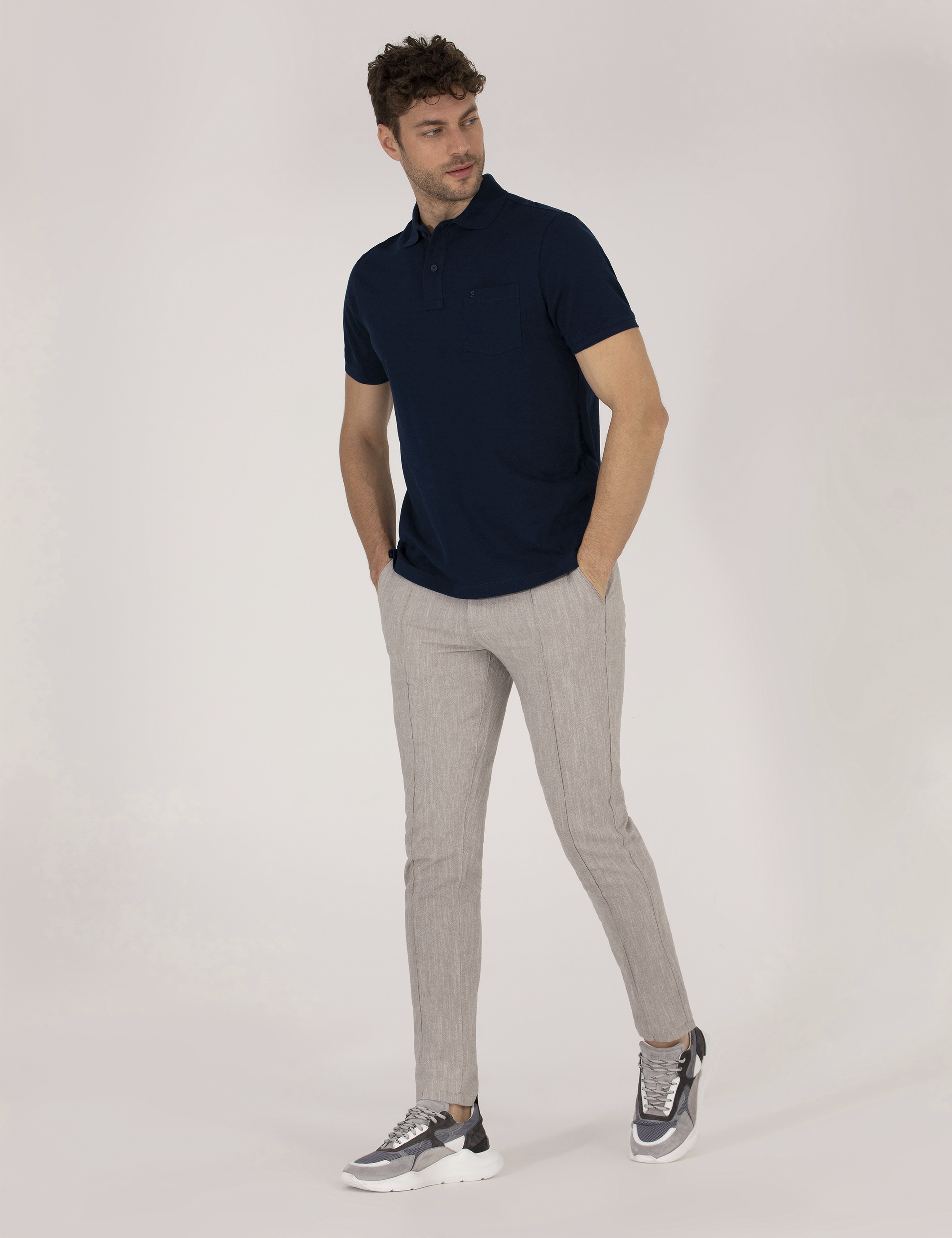 Lacivert Regular Fit Polo Yaka Basic Tişört - Image 3
