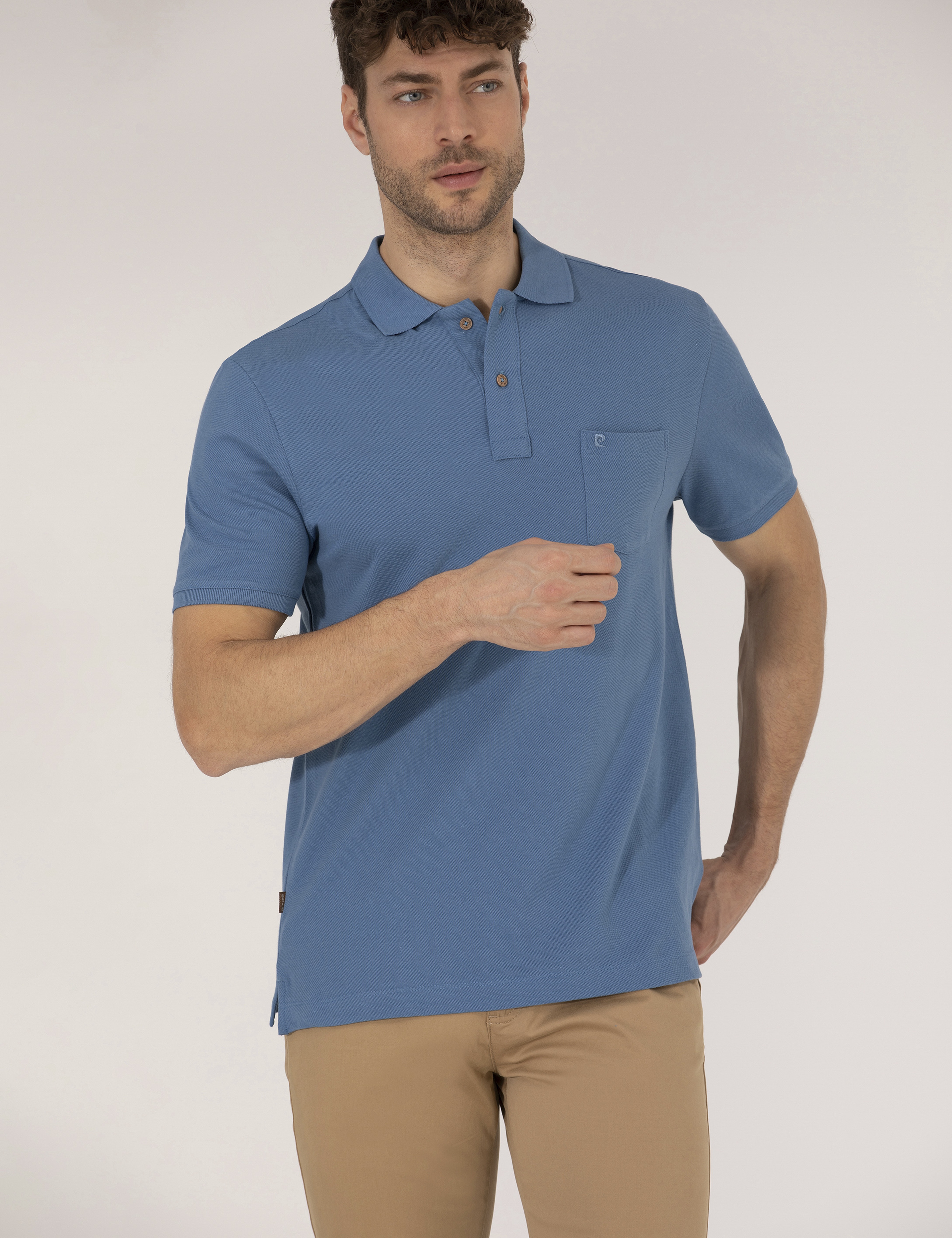 Koyu Mavi Regular Fit Polo Yaka Basic Tişört - Image 3