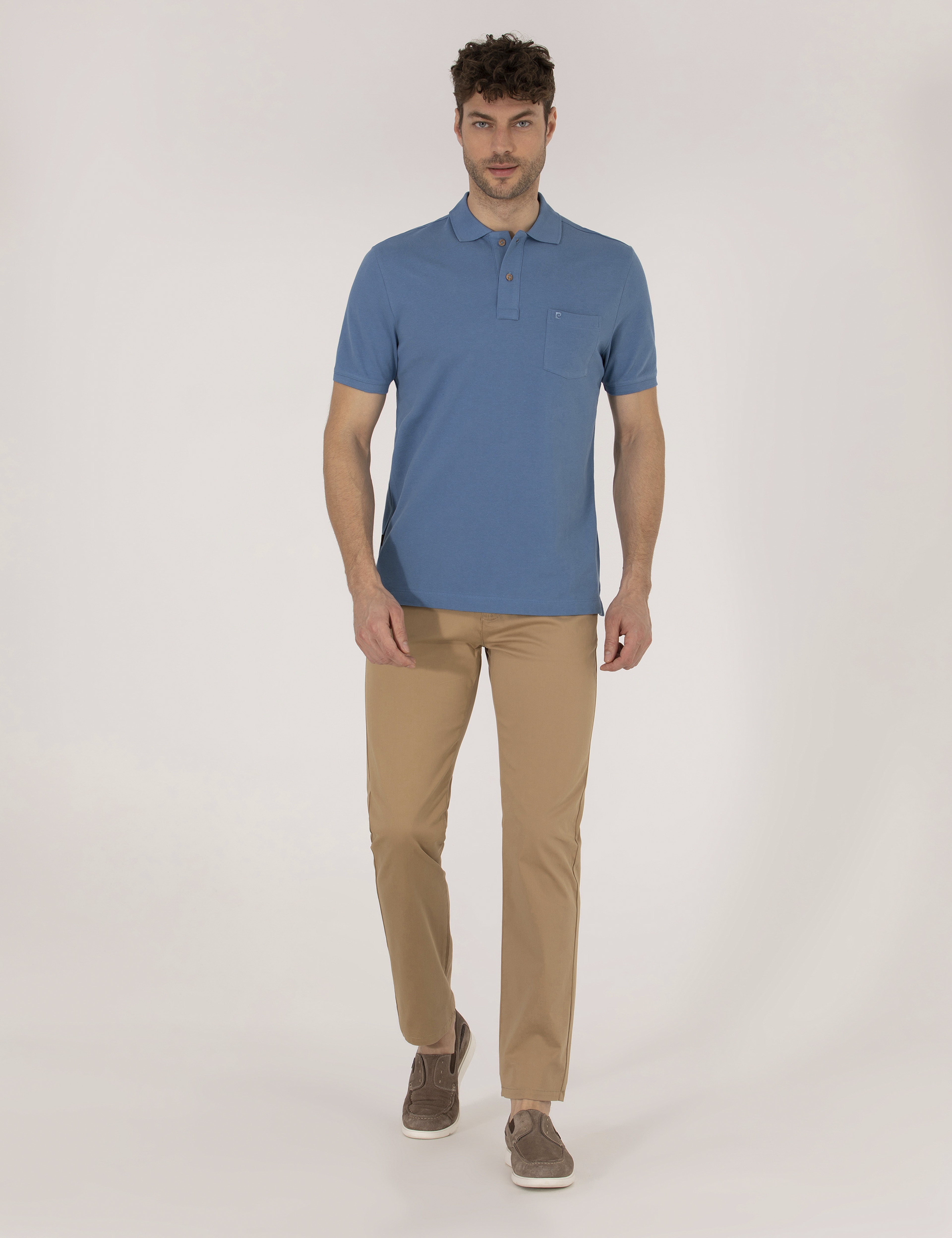 Koyu Mavi Regular Fit Polo Yaka Basic Tişört - Image 2
