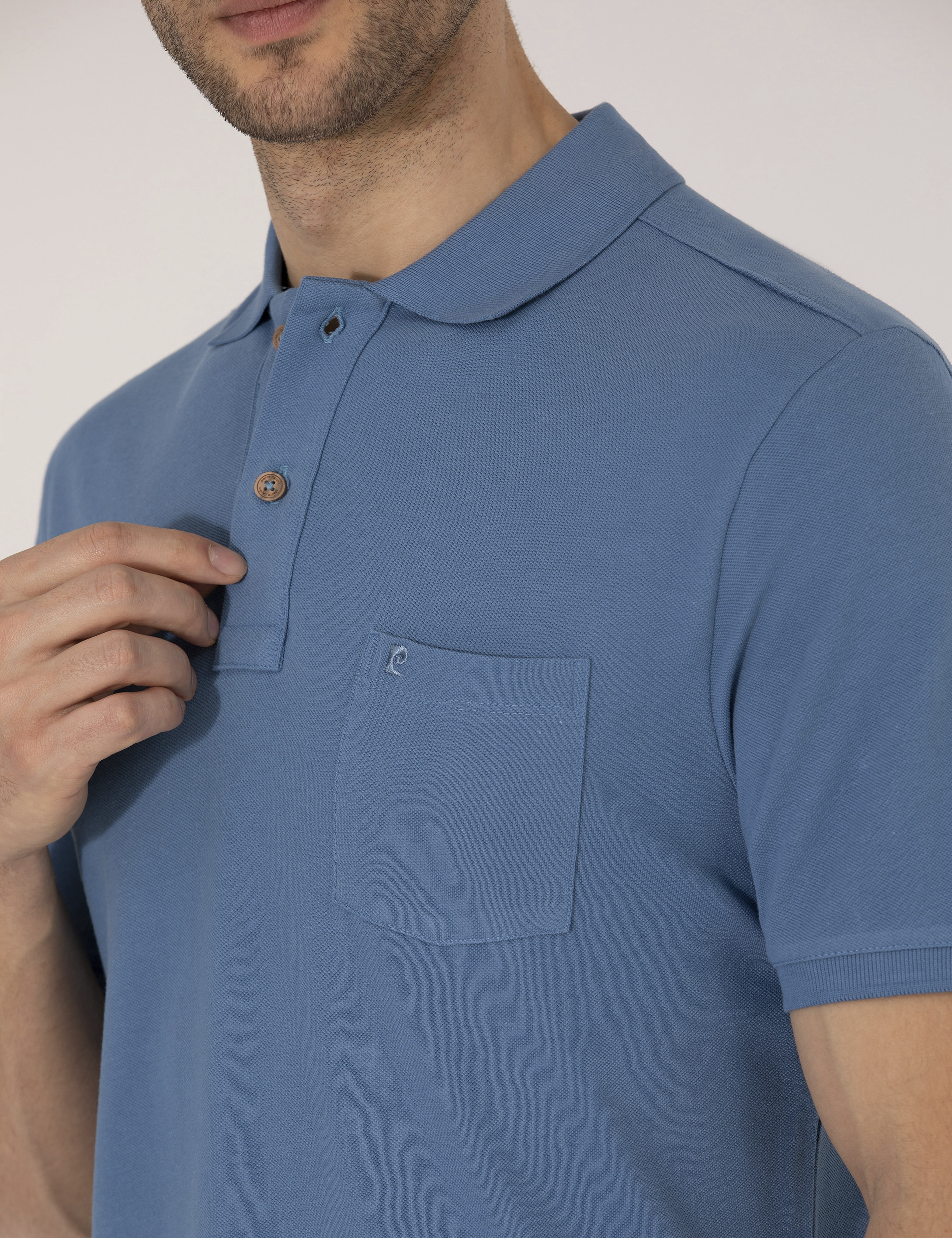 Koyu Mavi Regular Fit Polo Yaka Basic Tişört - Image 7