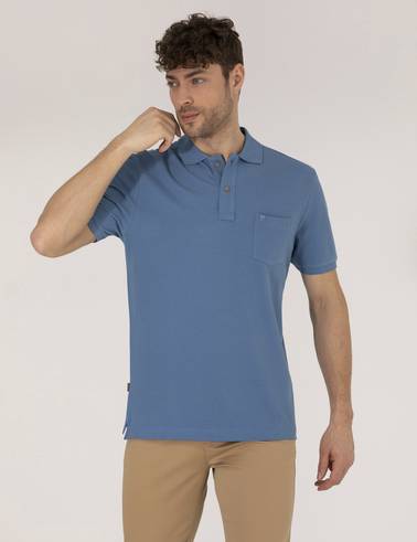 Koyu Mavi Regular Fit Polo Yaka Basic Tişört